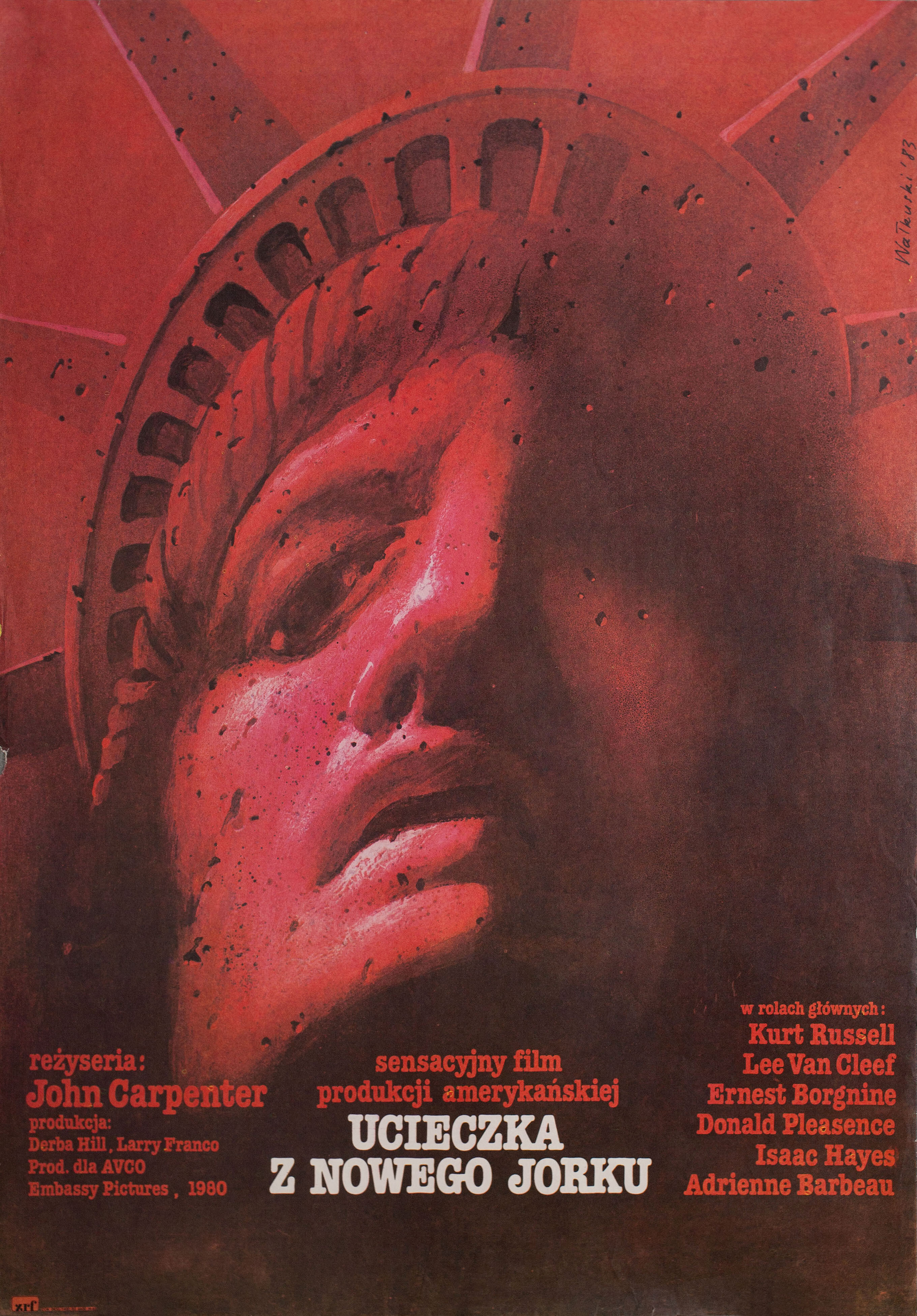 Побег из Нью-Йорка (Escape from New York, 1981), режиссёр Джон Карпентер, польский плакат к фильму, 1983 год, автор Веслав Валкуски
