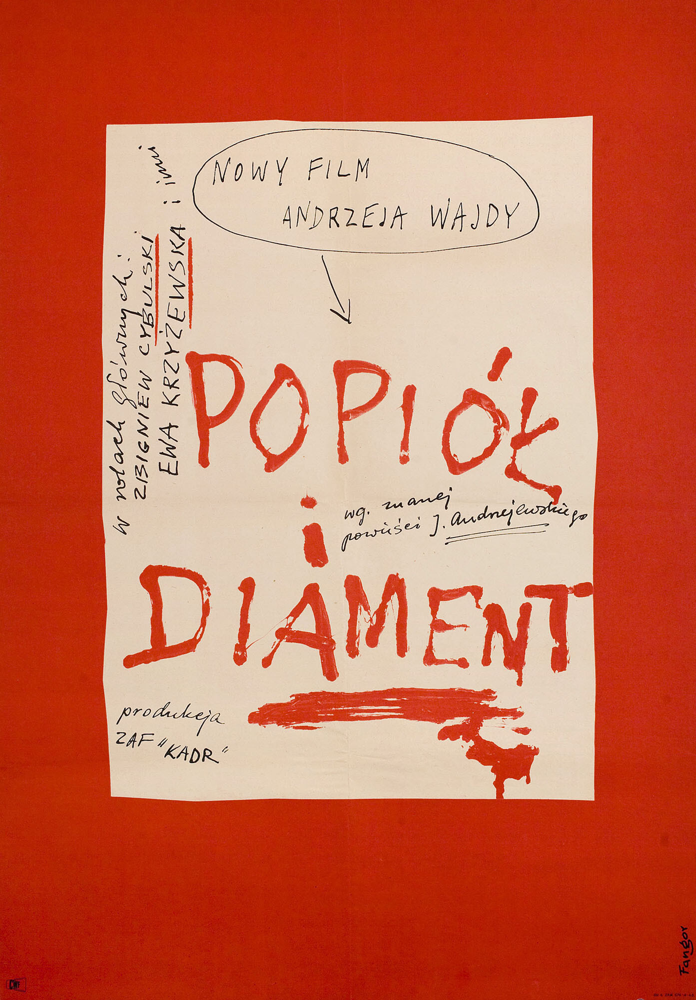 Пепел и алмаз (Ashes and Diamonds, 1958), режиссёр Анджей Вайда, польский плакат к фильму, 1958 год, автор Войцех Фангор