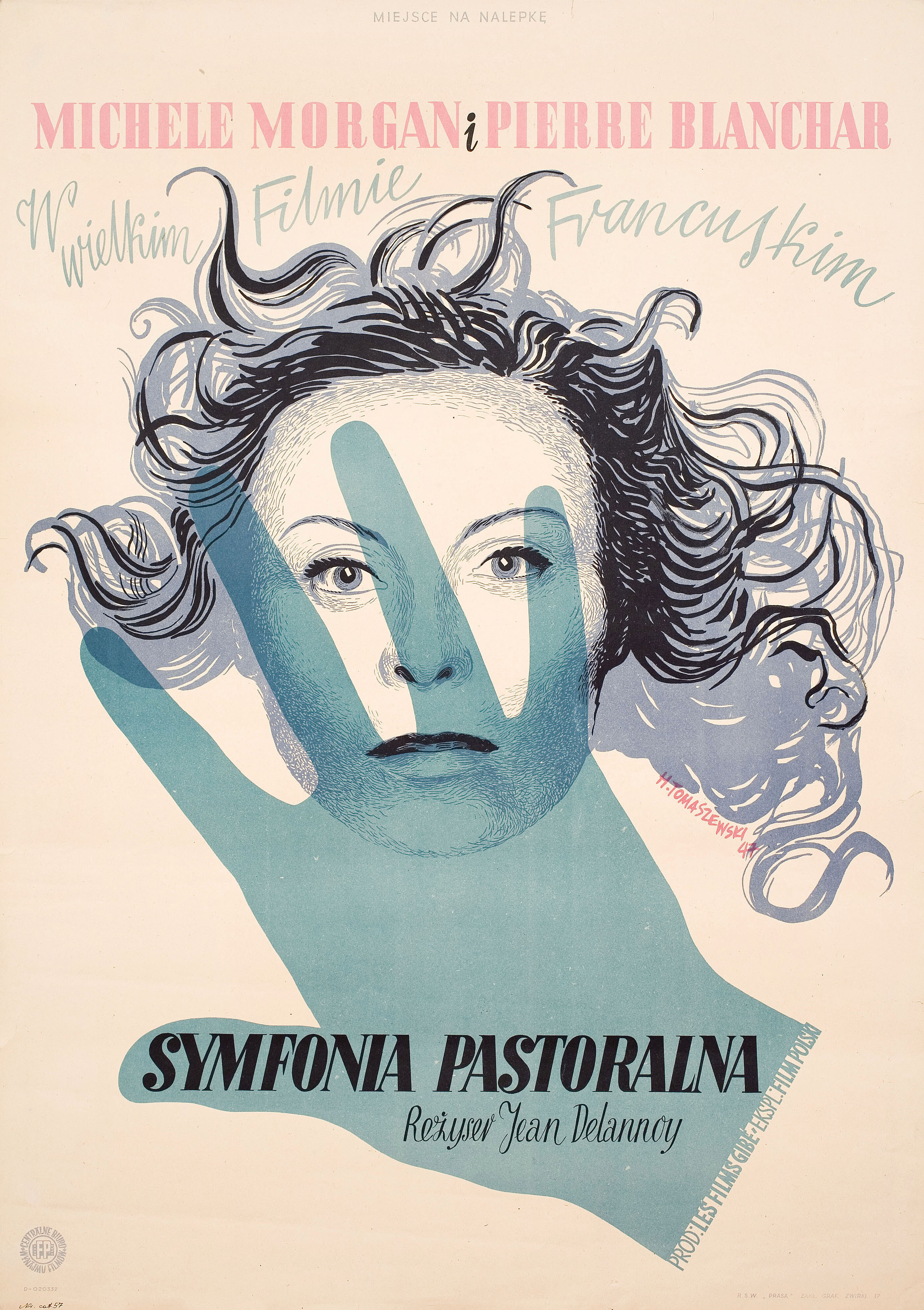 Пасторальная симфония (La symphonie pastorale, 1946), режиссёр Жан Деланнуа, польский плакат к фильму, 1947 год, автор Генрих Томашевский