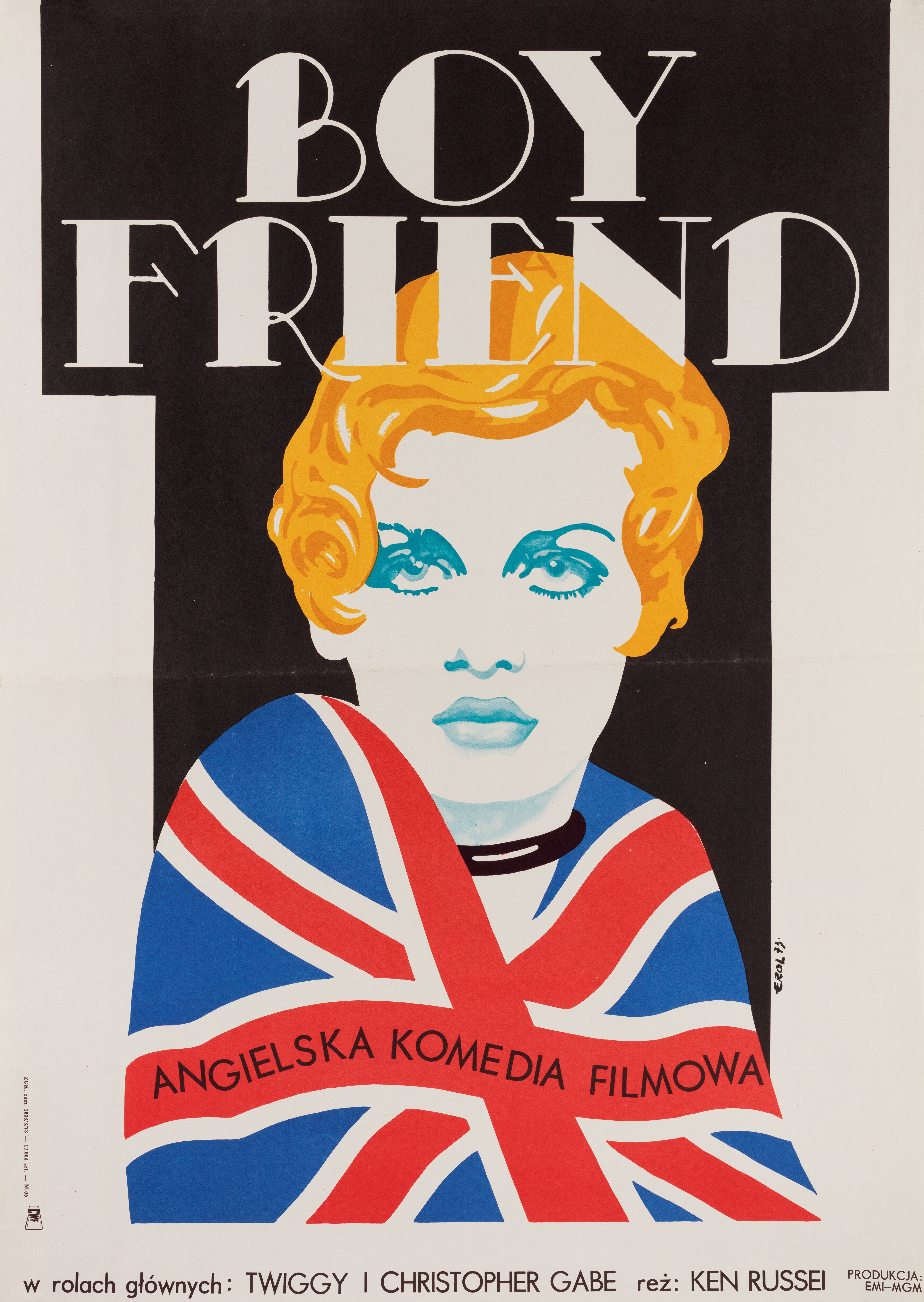 Приятель (The Boy Friend, 1971), режиссёр Кен Рассел, польский плакат к фильму, 1973 год, автор Якуб Эрол