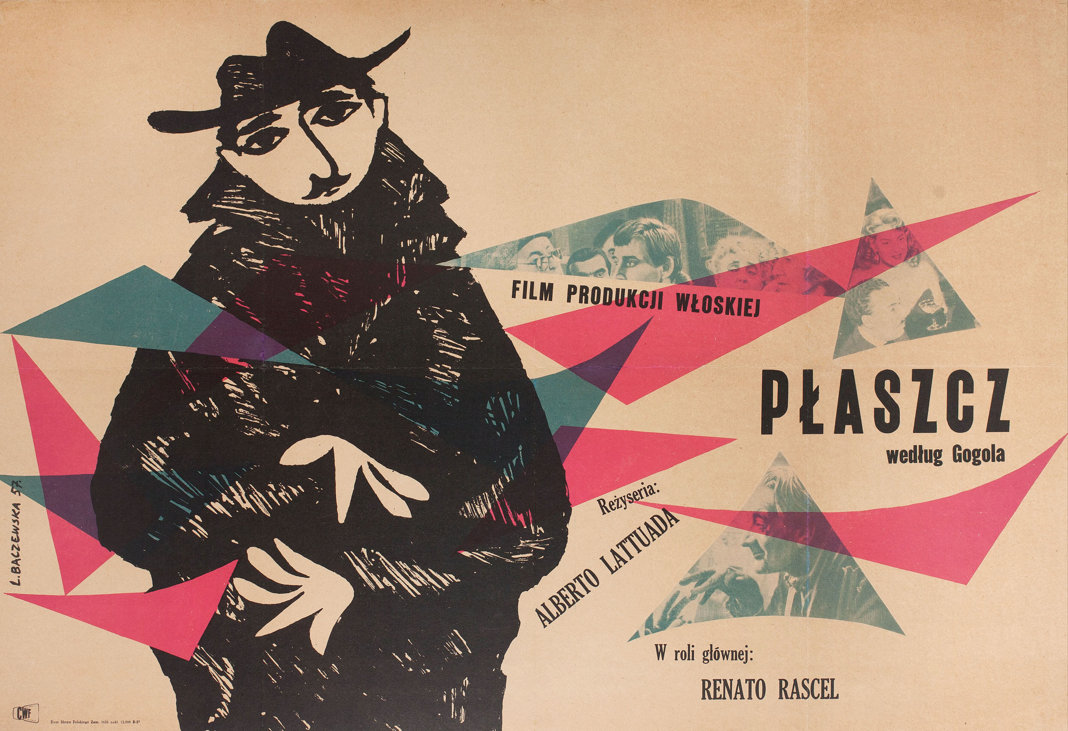 Пальто (The Overcoat, 1952), режиссёр Альберто Латтуада, польский плакат к фильму, 1957 год