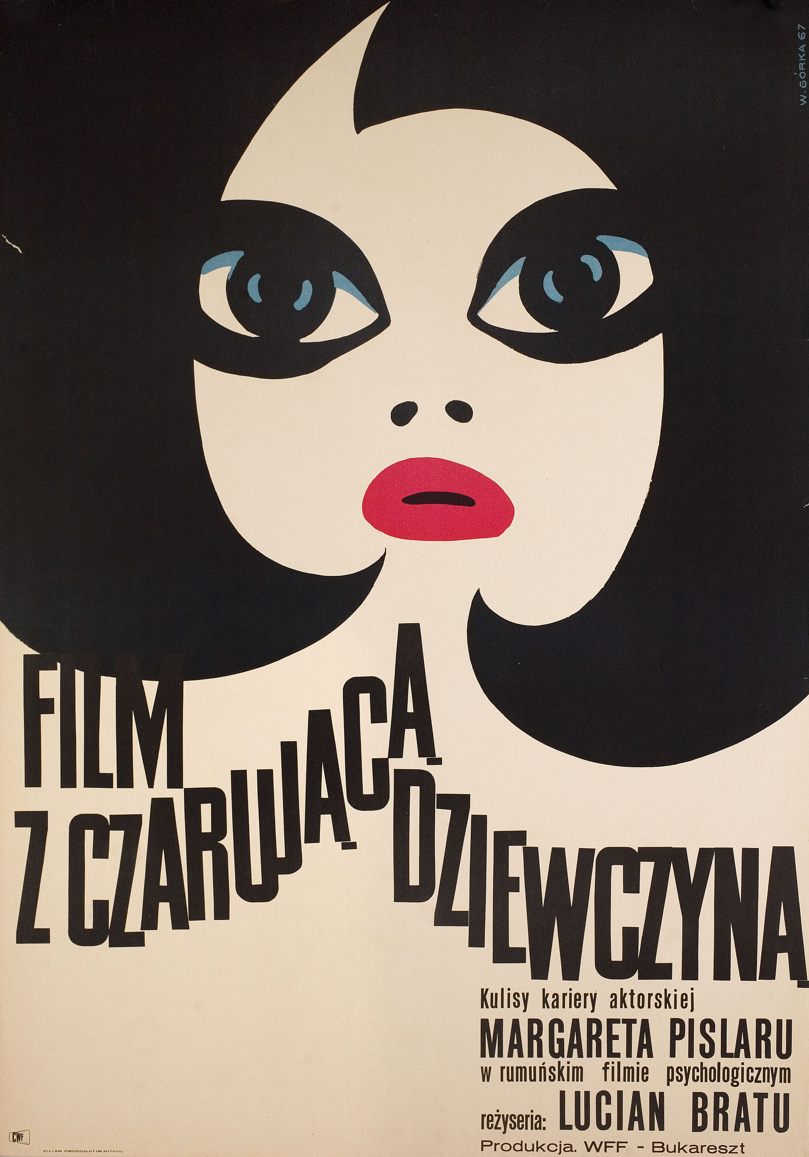 Фильм об обольстительной девушке (A Charming Girl, 1966), режиссёр Лучиан Брату, польский плакат к фильму, 1967 год, автор Виктор Горка