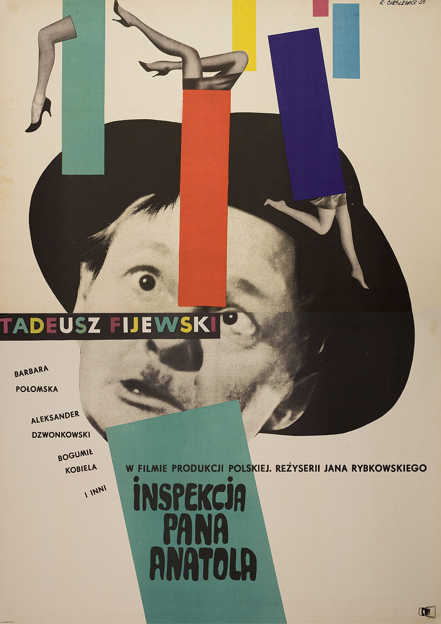 Инспекция пана Анатоля (Mr. Anatols Inspection, 1959), режиссёр Ян Рыбковски, польский плакат к фильму, 1959 год, автор Роман Чеслевич