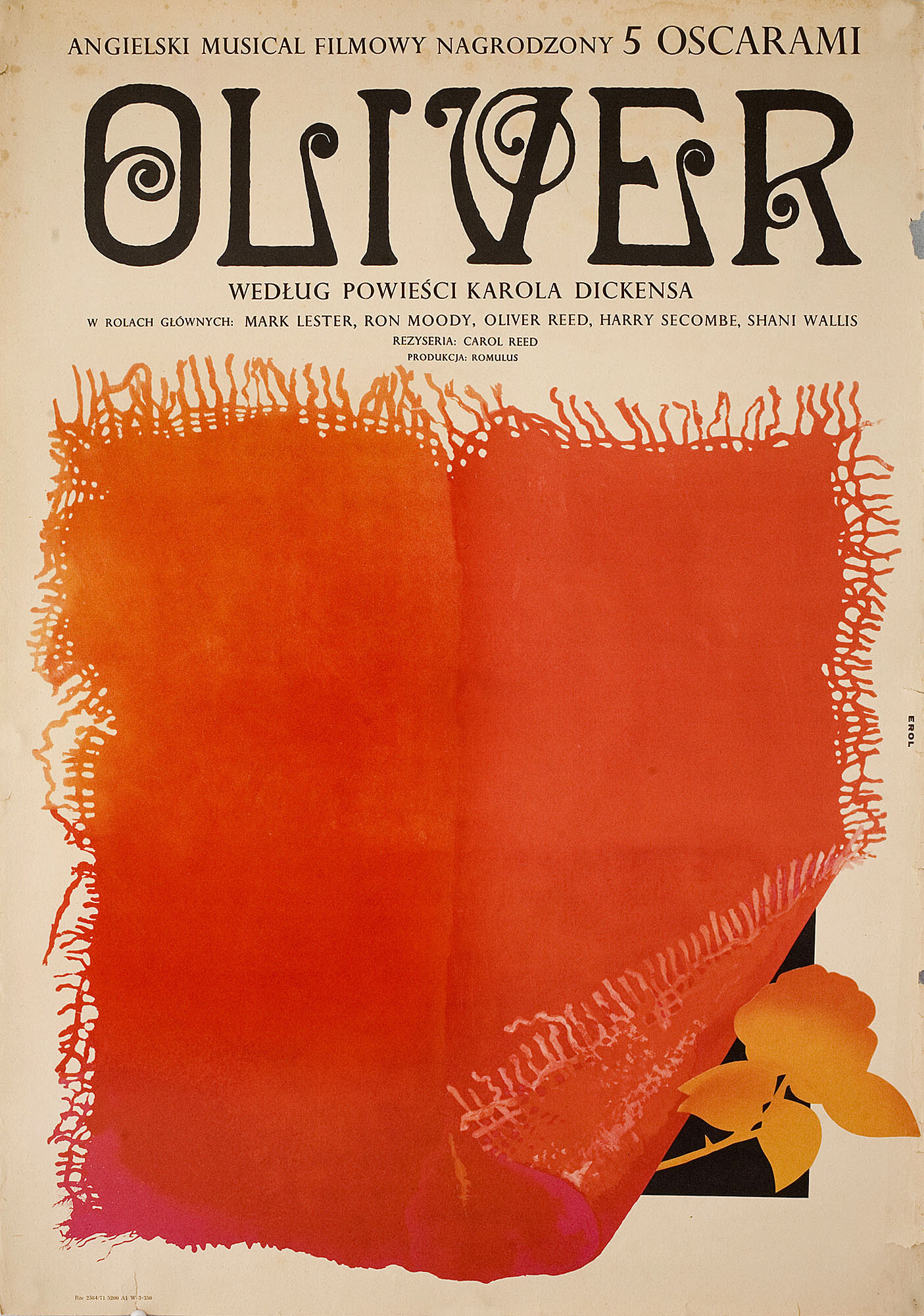 Оливер! (Oliver!, 1968), режиссёр Кэрол Рид, польский плакат к фильму, 1971 год, автор Якуб Эрол