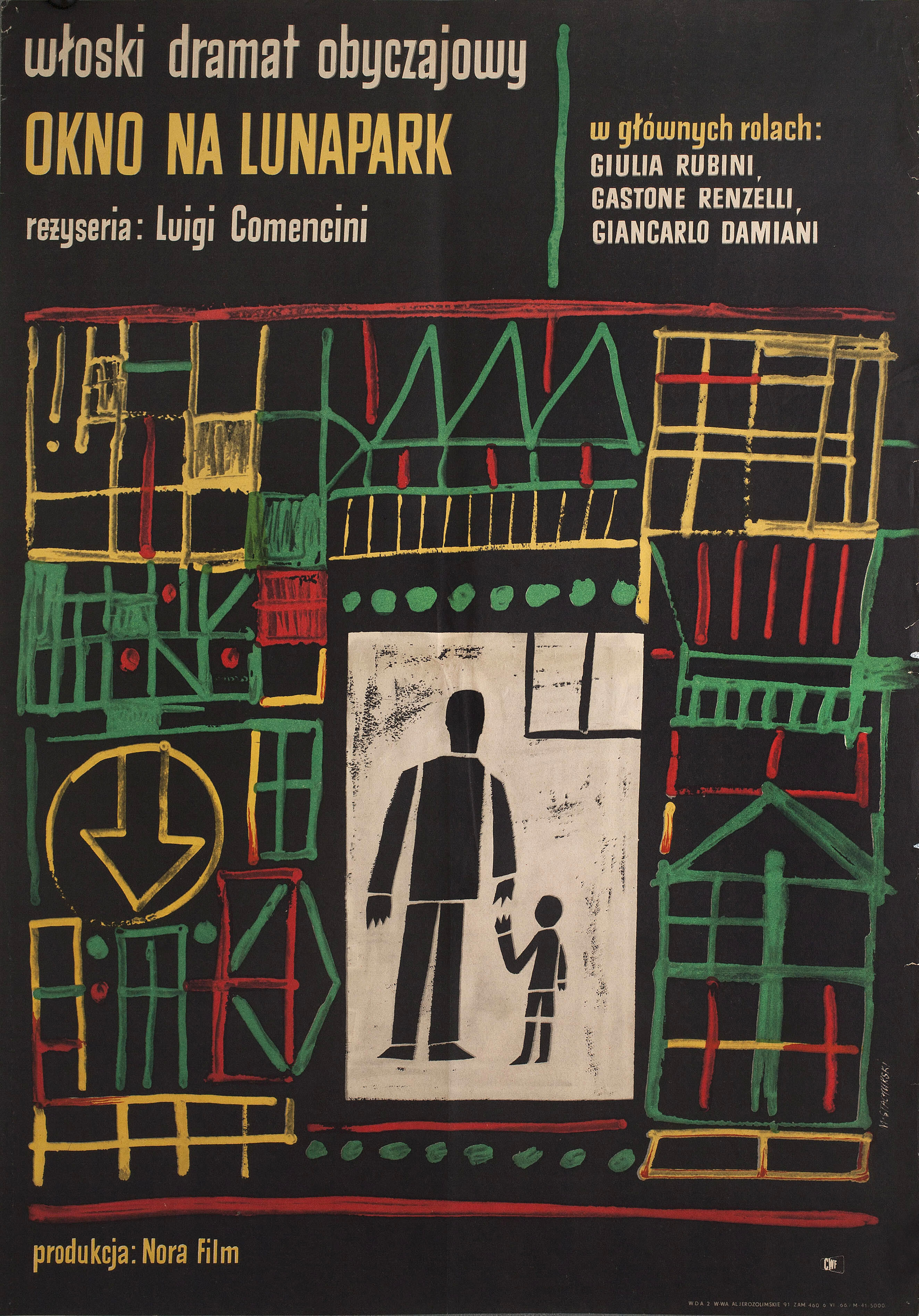 Окно в луна-парк (The Window to Luna Park, 1957), режиссёр Луиджи Коменчини, польский плакат к фильму, 1966 год, автор Мариан Стачурски