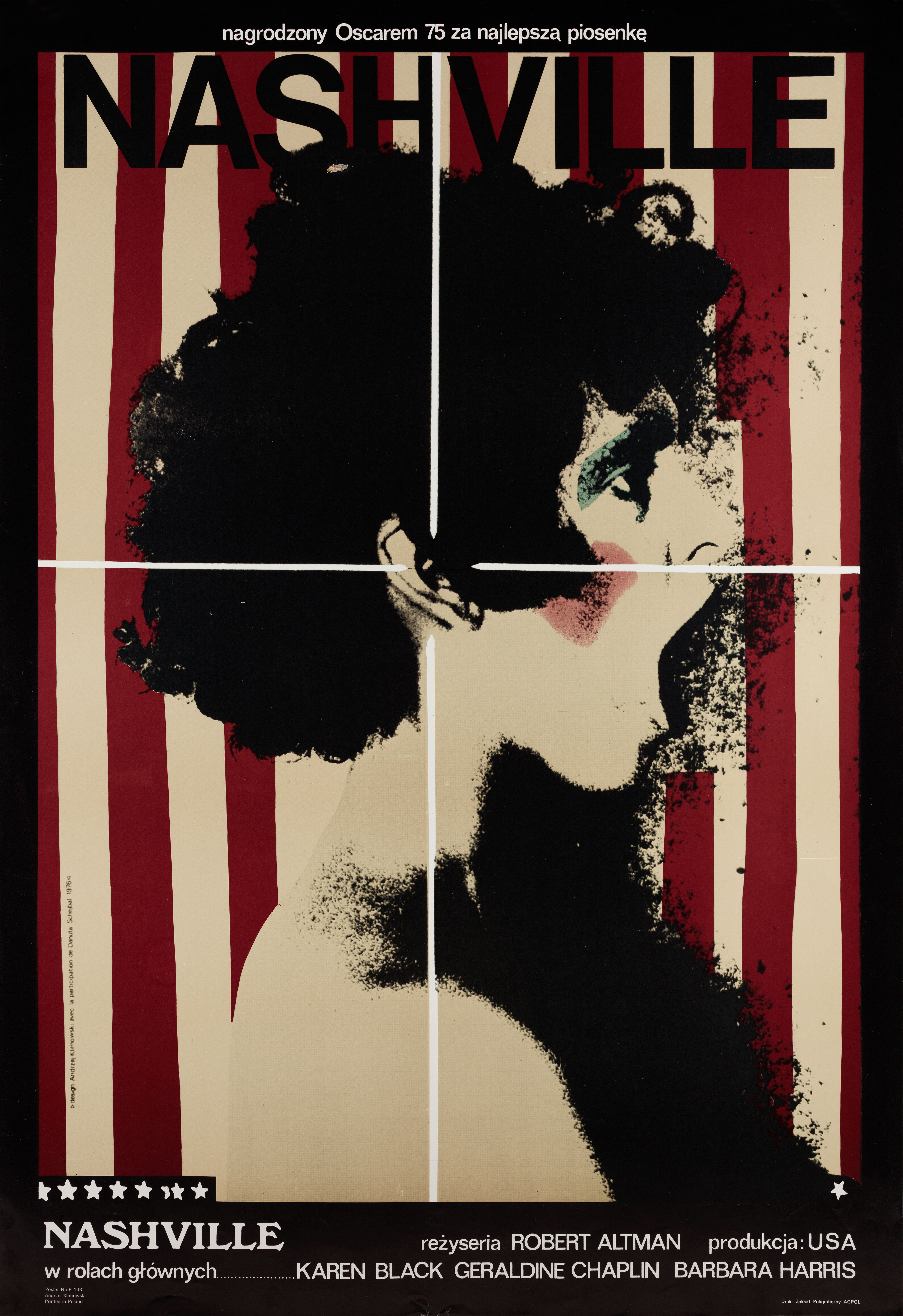 Нэшвилл (Nashville, 1975), режиссёр Роберт Олтмен, польский плакат к фильму, 1976 год, автор Анджей Климовский