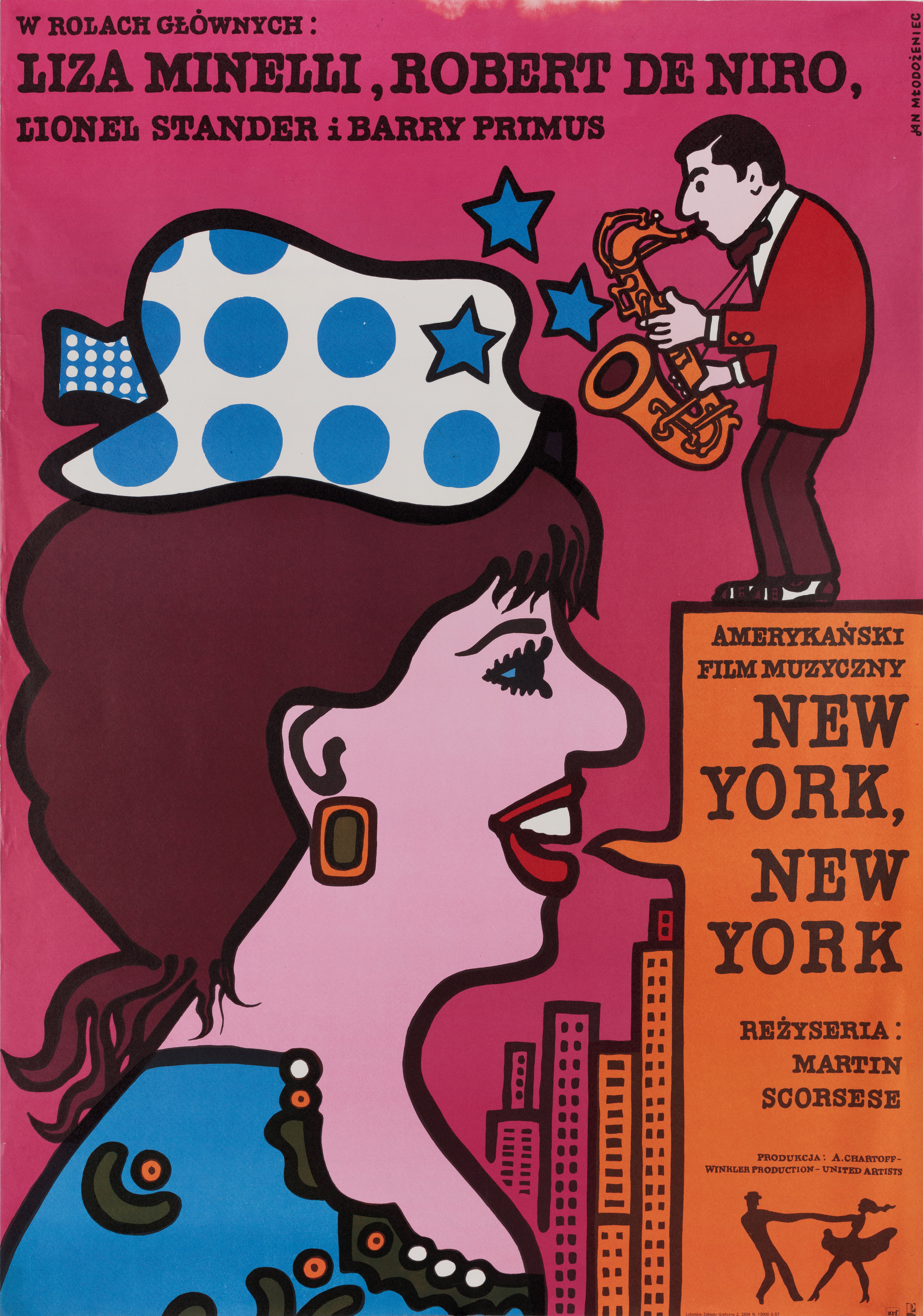 Нью Йорк, Нью Йорк (New York, New York, 1977), режиссёр Мартин Скорсезе, польский плакат к фильму, 1978 год, автор Ян Млодозенец