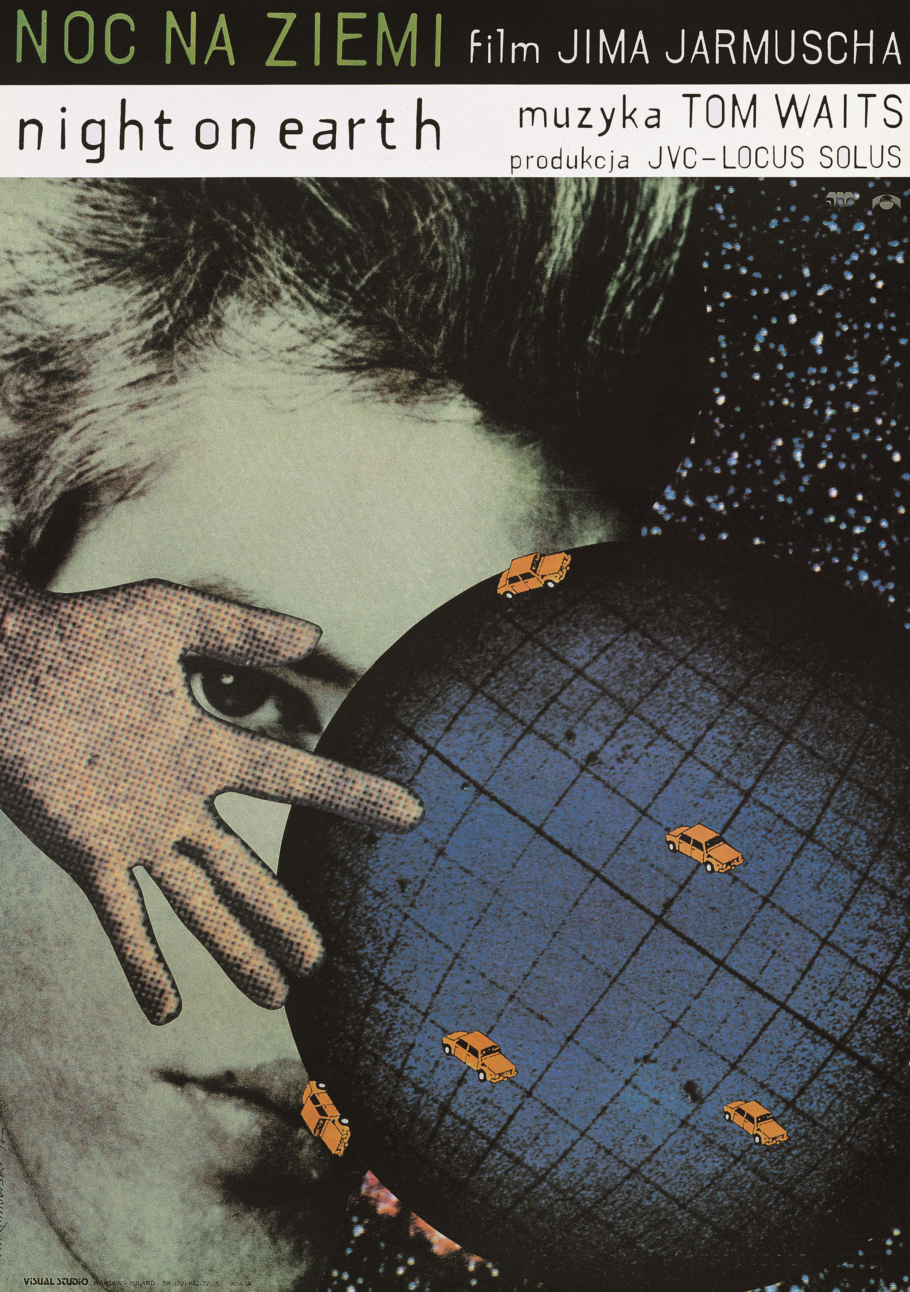 Ночь на Земле (Night on Earth, 1991), режиссёр Джим Джармуш, польский плакат к фильму, 1992 год, автор Анджей Климовский