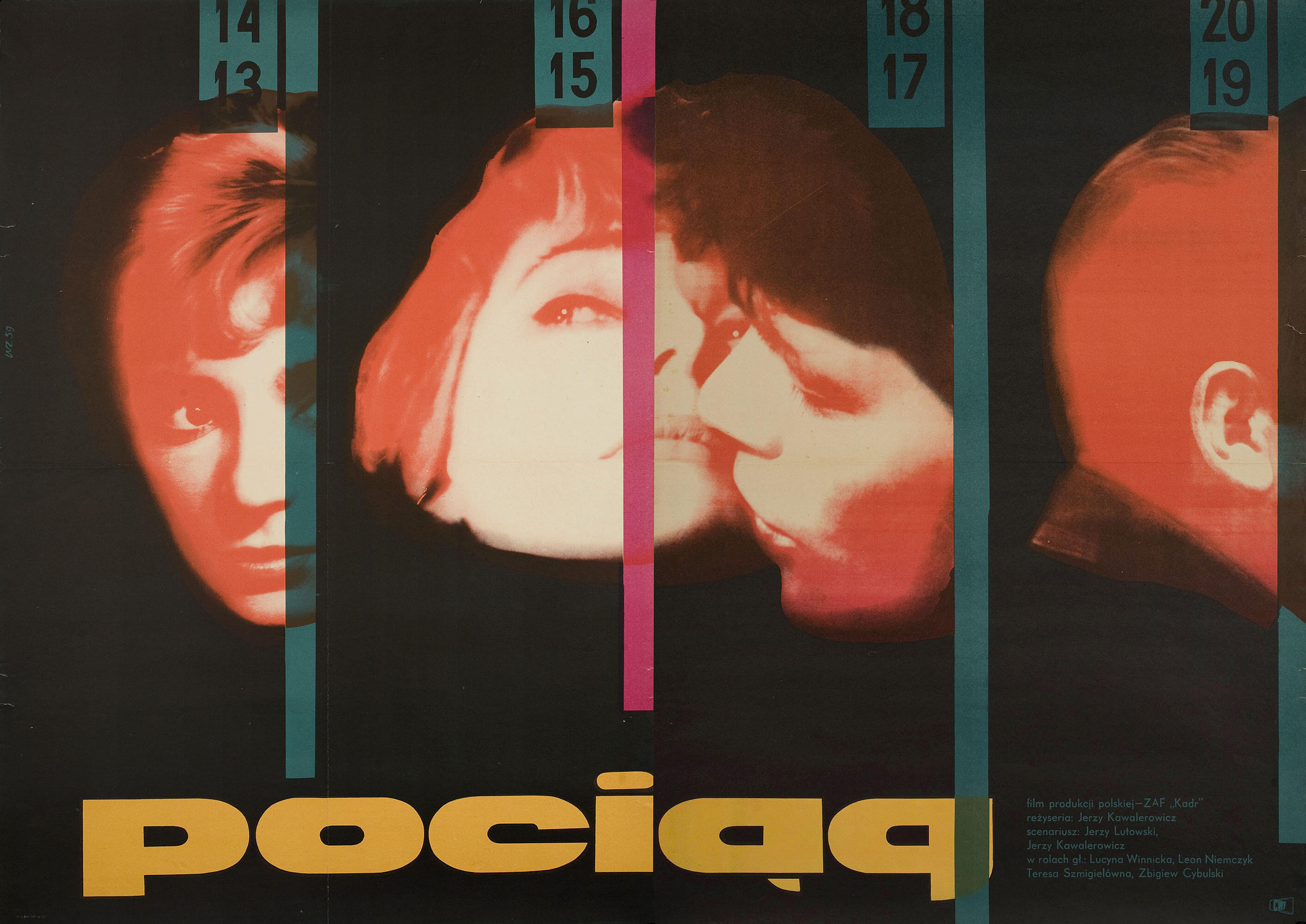 Ночной поезд (Night Train, 1959), режиссёр Ежи Кавалерович, польский плакат к фильму, 1959 год, автор Войцех Замечник