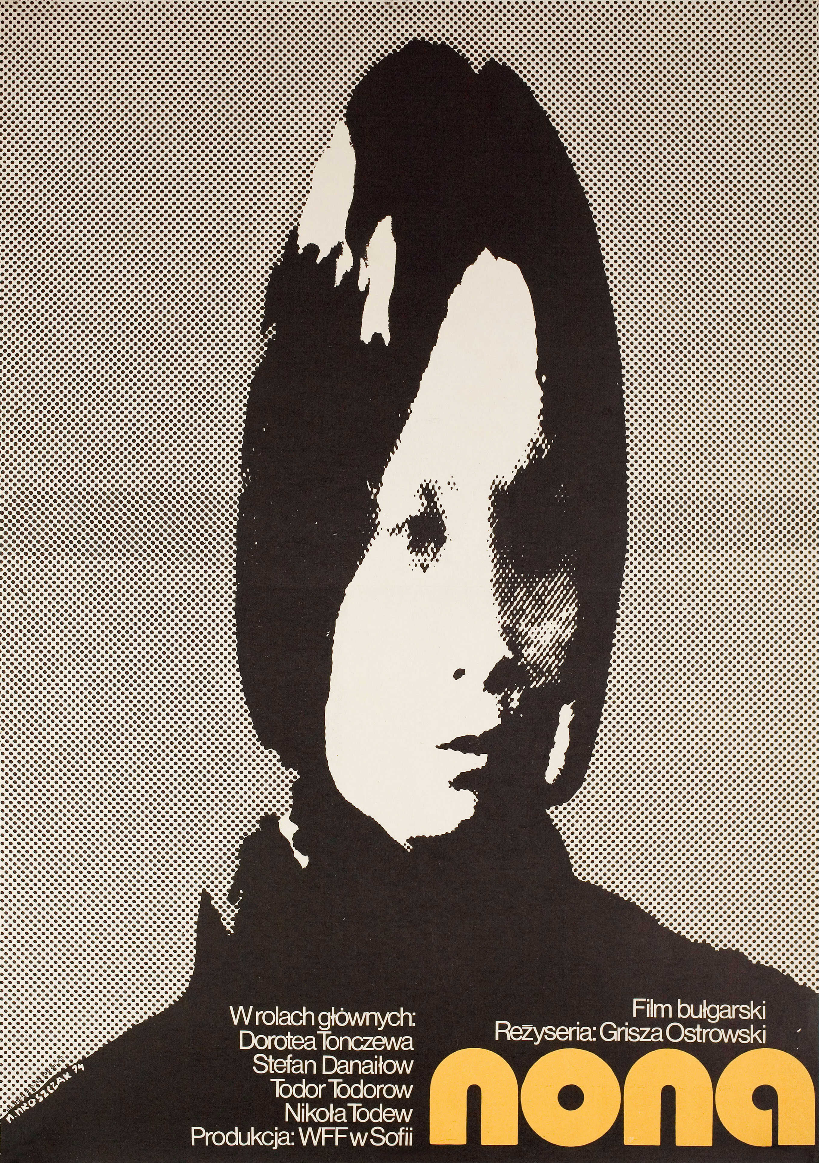 Нона (Nona, 1973), режиссёр Гриша Островский, польский плакат к фильму, 1974 год, автор Марцин Мрощак