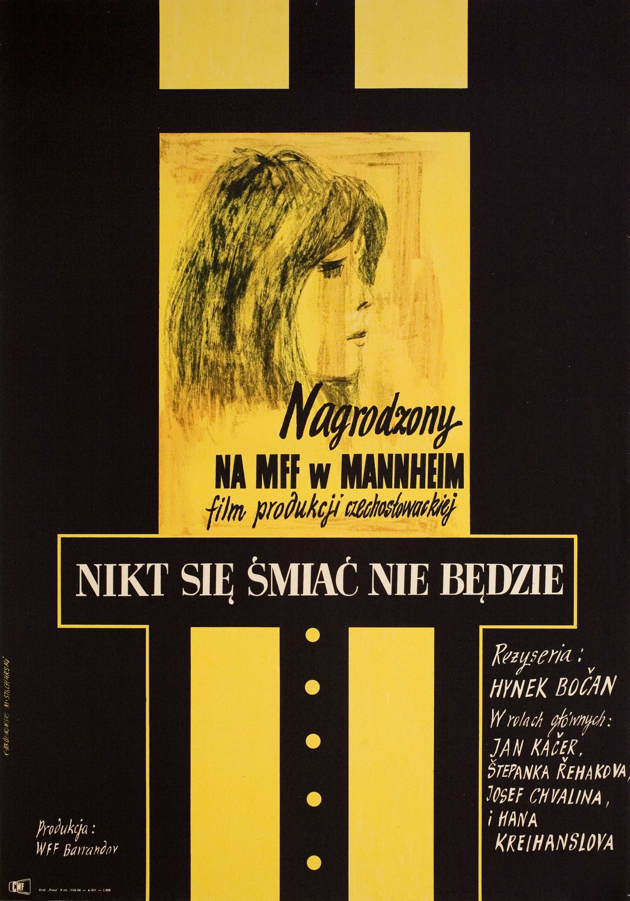 Никто не будет смеяться (Nobody Will Laugh, 1965), режиссёр Гинек Бочан, польский плакат к фильму, 1966 год, автор Мариан Стачурски, КАЗИМИР КРОЛИКОВСКИЙ