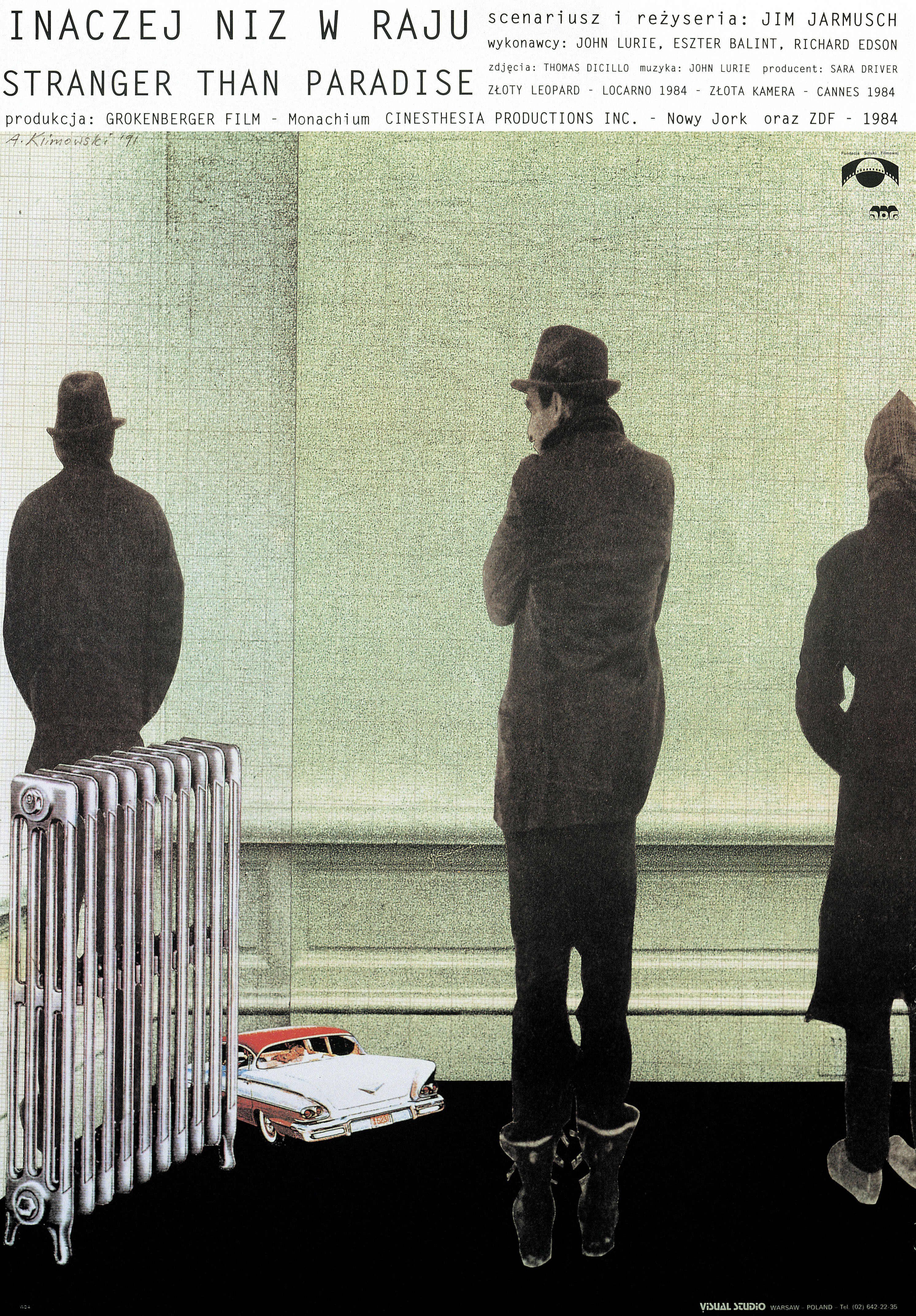 Более странно, чем в раю (Stranger Than Paradise, 1984), режиссёр Джим Джармуш, польский плакат к фильму, 1991 год, автор Анджей Климовский