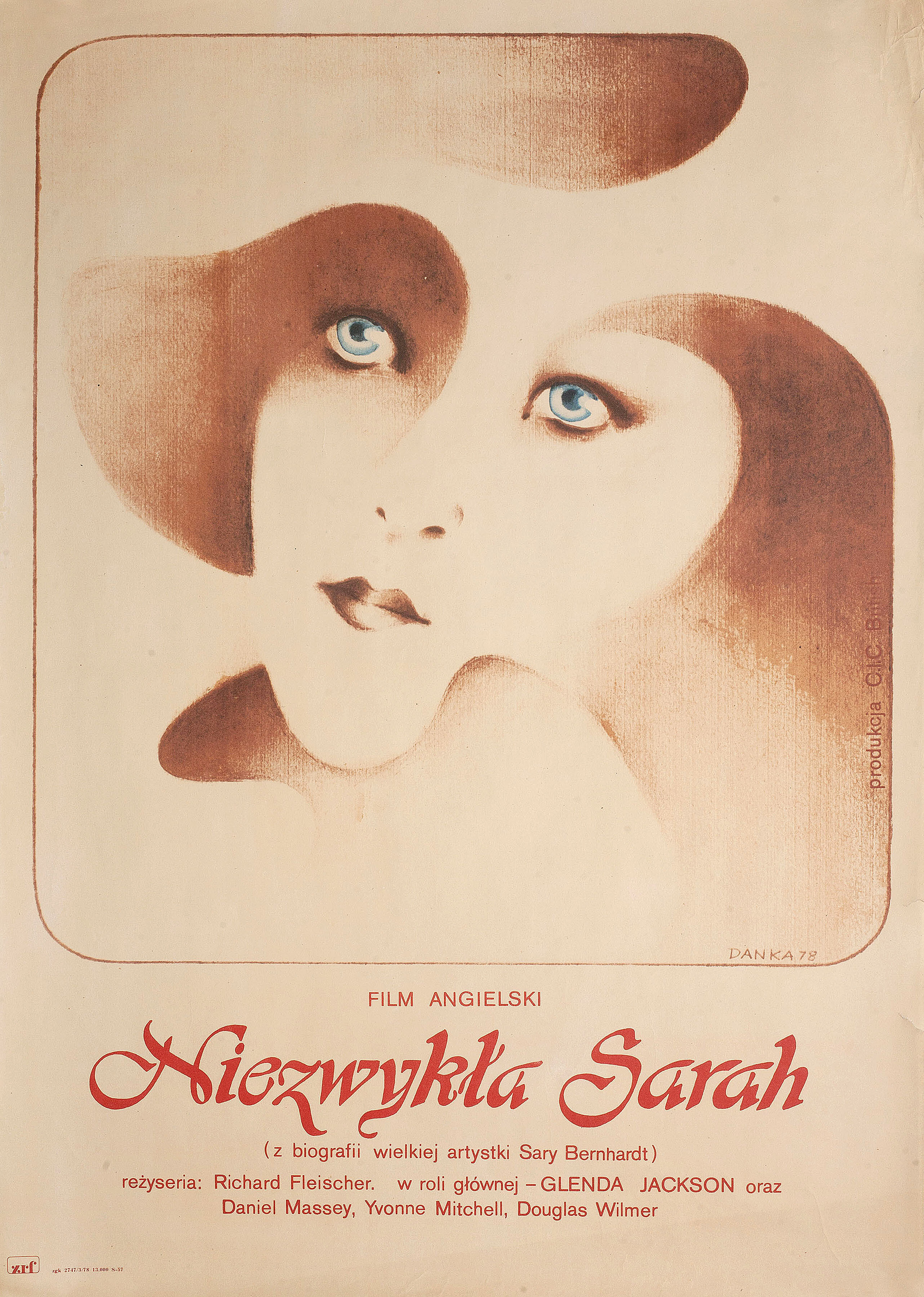 Несравненная Сара (The Incredible Sarah, 1976), режиссёр Ричард Флейшер, польский плакат к фильму, 1978 год, автор Данька