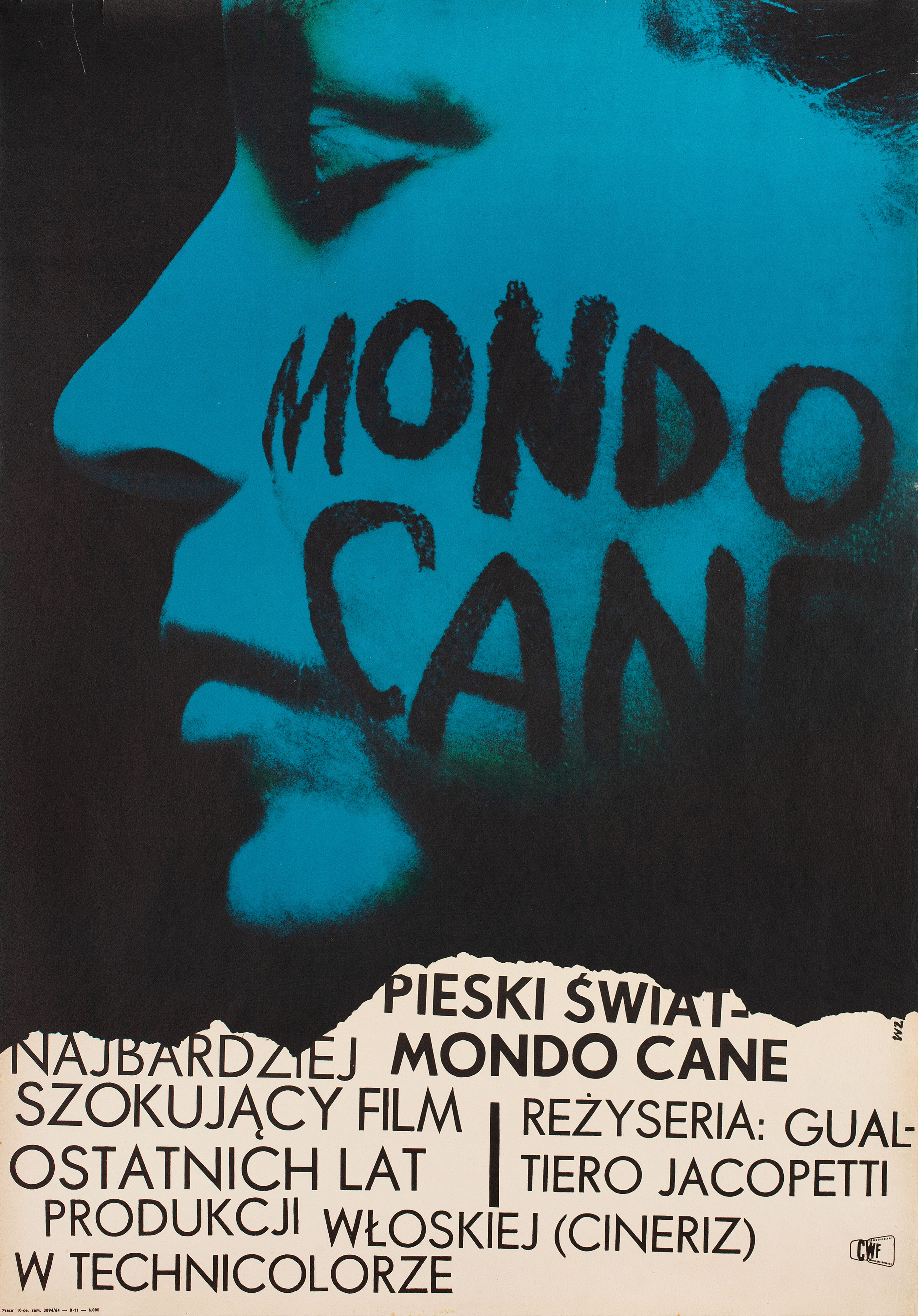 Трость Мондо (Mondo cane, 1962), режиссёр Паоло Кавара, польский плакат к фильму, 1965 год, автор Войцех Замечник