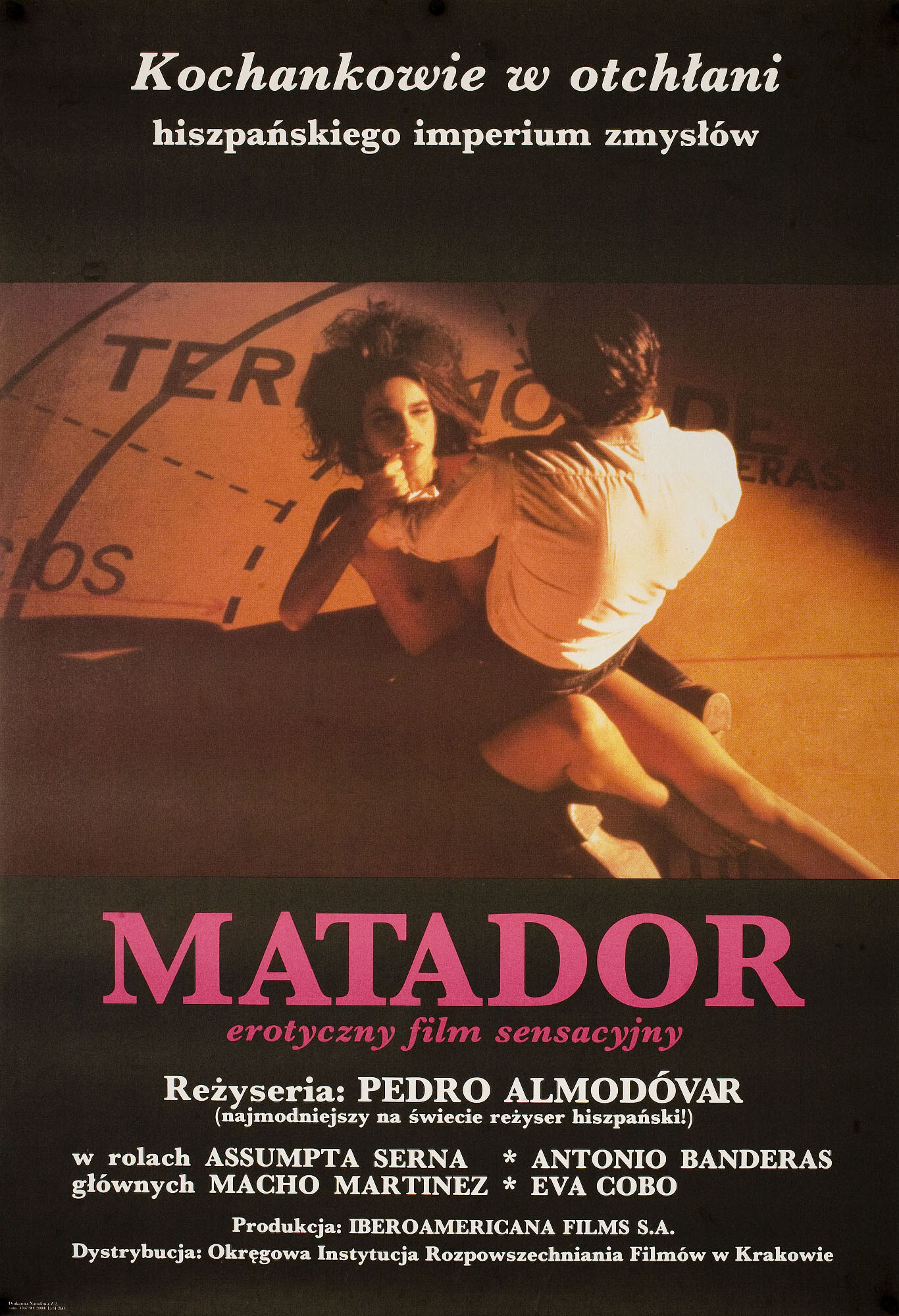 Матадор (Matador, 1986), режиссёр Педро Альмодовар, польский плакат к фильму, 1987 год