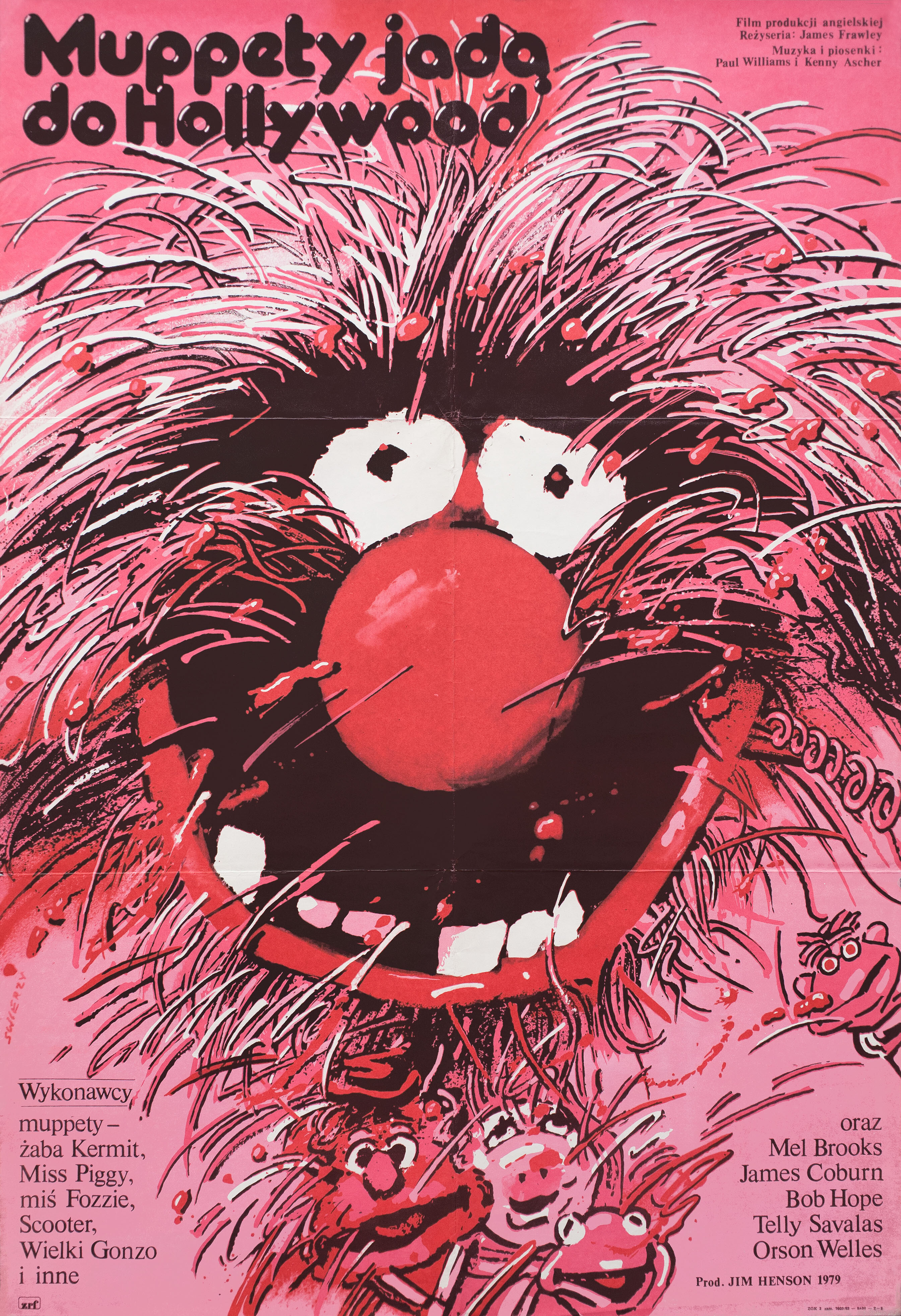 Фильм Маппетов (The Muppet Movie, 1979), режиссёр Джеймс Фроули, польский плакат к фильму, 1979 год, автор Вальдемар Свежи