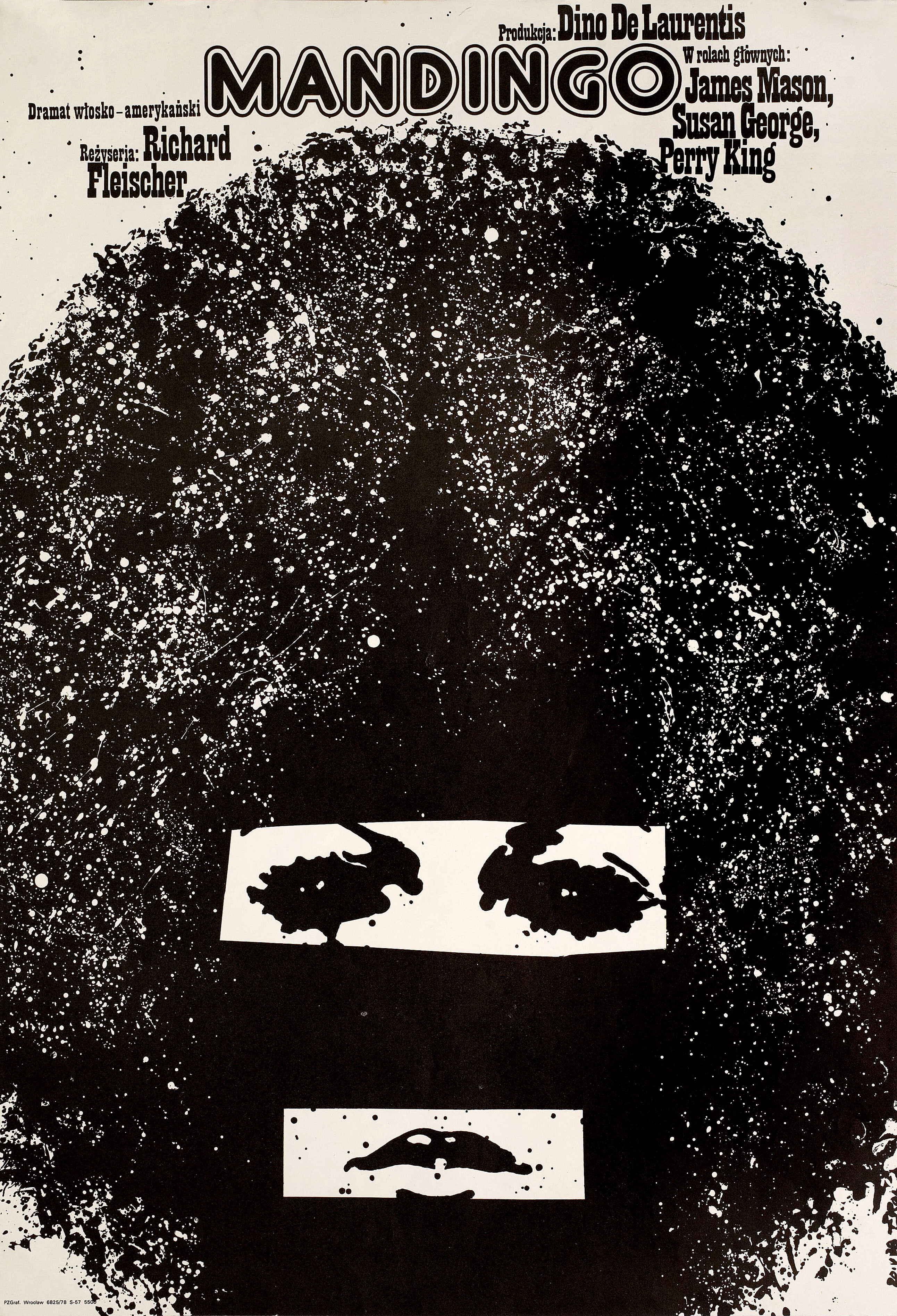 Мандинго (Mandingo, 1975), режиссёр Ричард Флейшер, польский плакат к фильму, 1975 год, автор Якуб Эрол