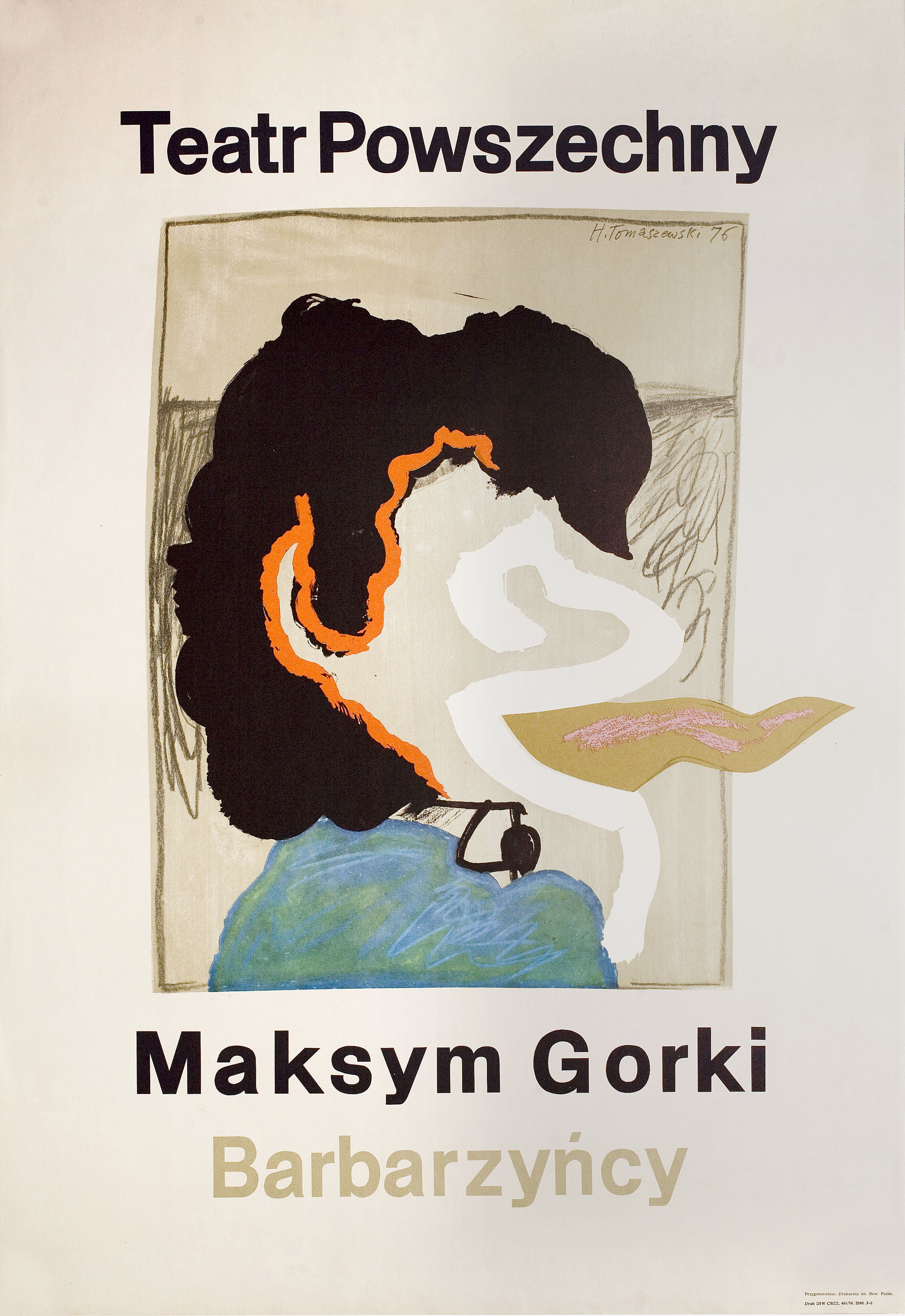Максим Горький, польский плакат, 1976 год, автор Генрих Томашевский