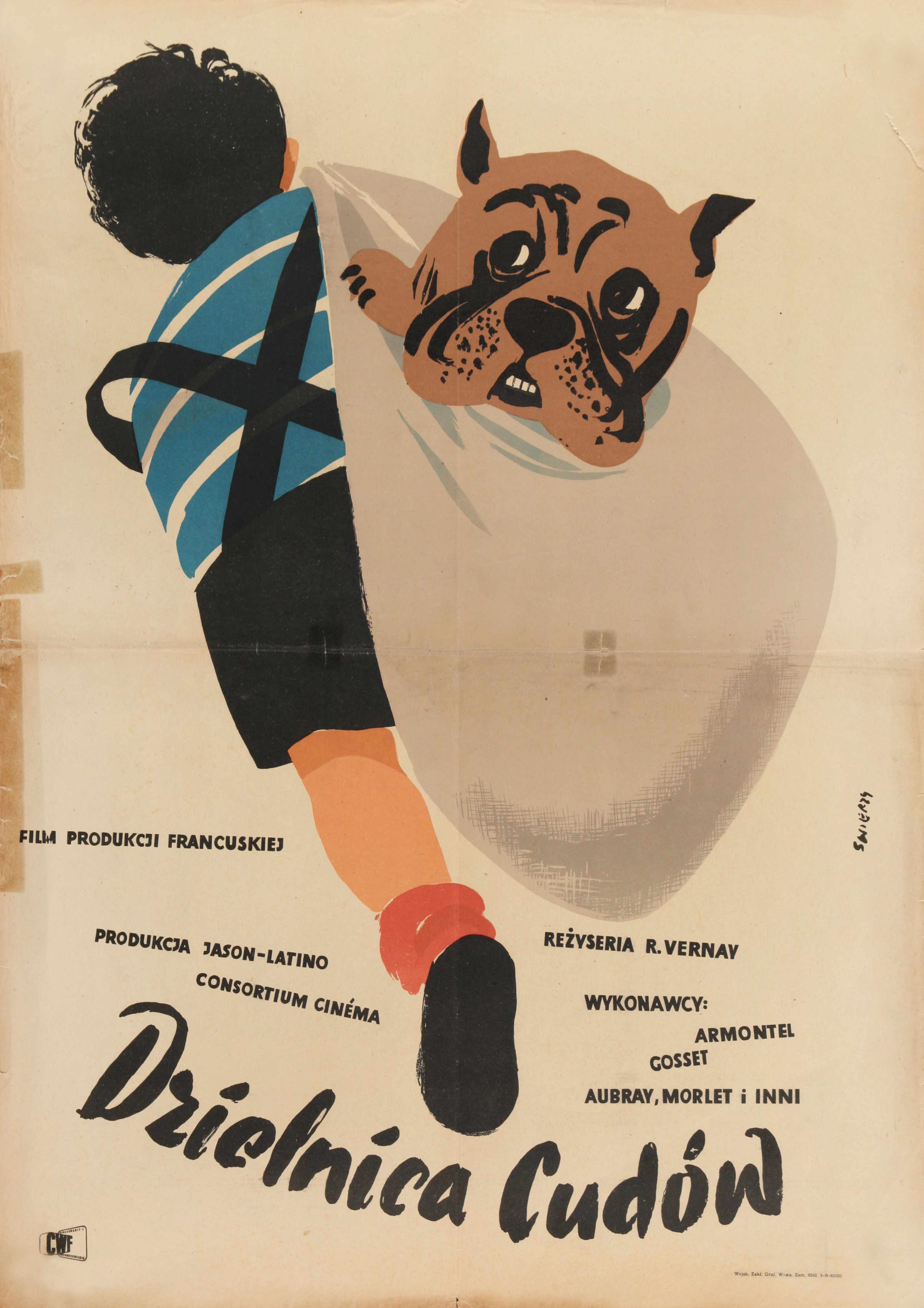 Лицом к ветру (Face to the Wind, 1950), режиссёр Робер Верне, польский плакат к фильму, 1954 год, автор Вальдемар Свежи