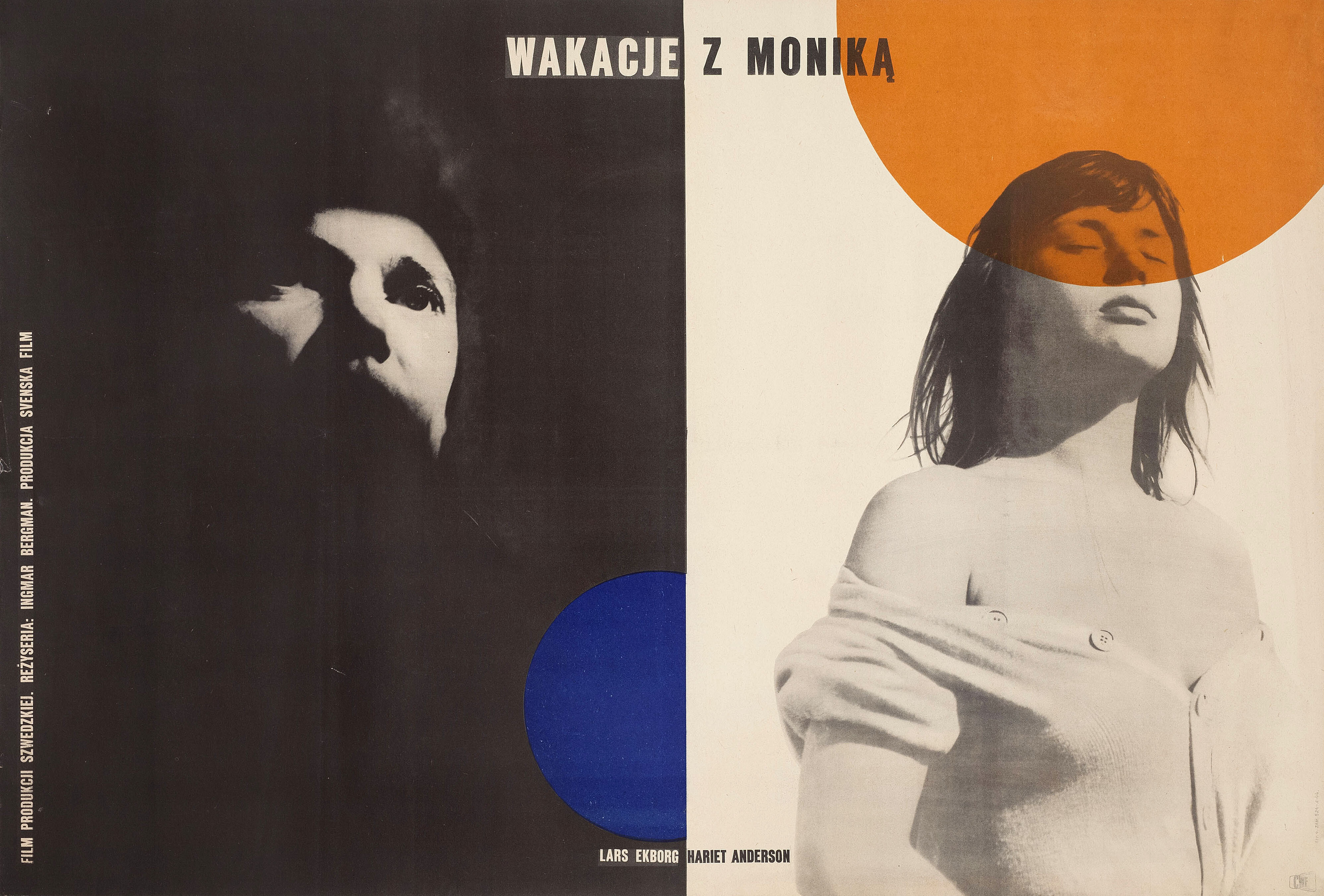 Лето с Моникой (Summer with Monika, 1953), режиссёр Ингмар Бергман, польский плакат к фильму, 1956 год, автор Войцех Замечник