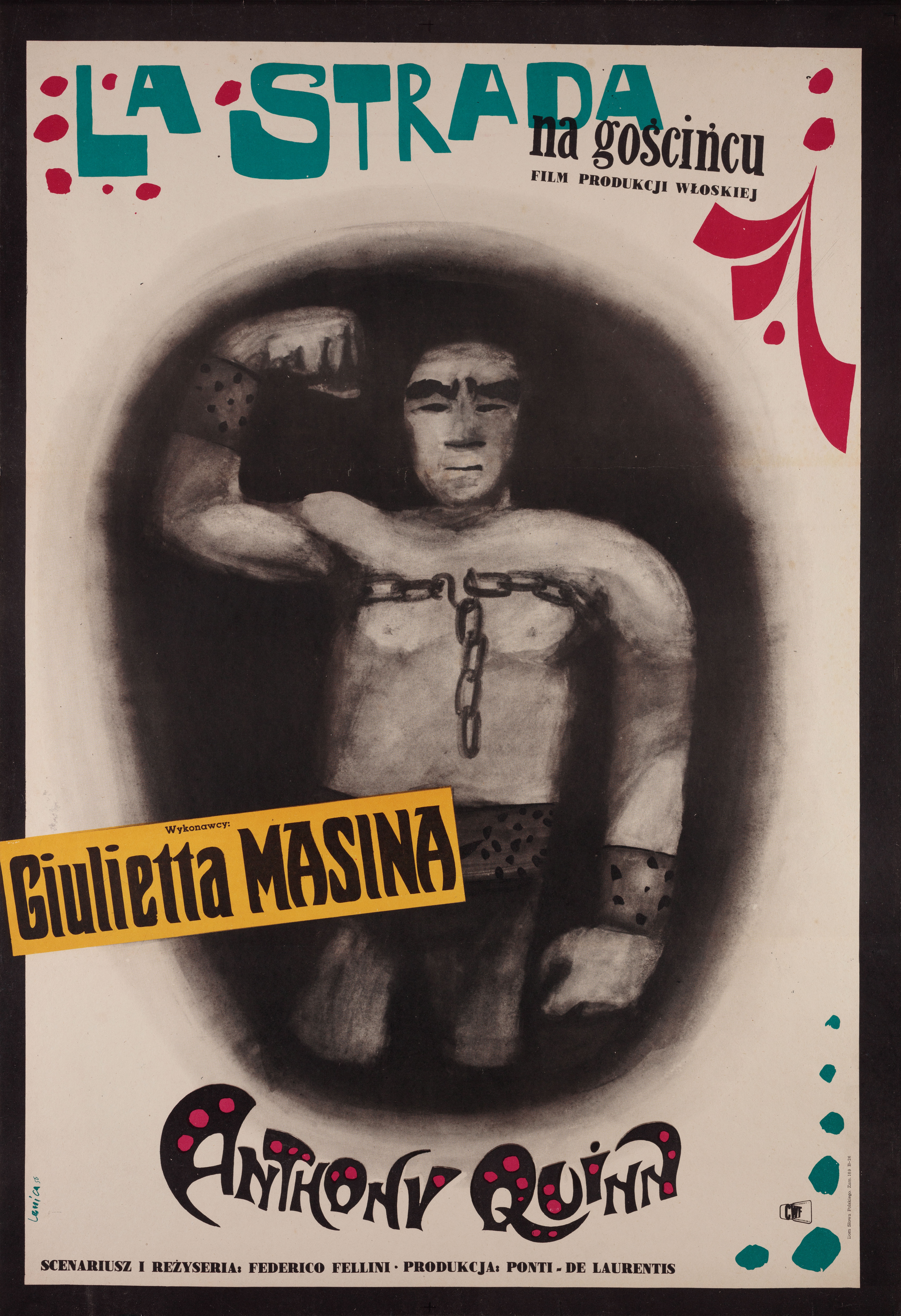 Дорога (La Strada, 1954), режиссёр Федерико Феллини, польский плакат к фильму, 1956 год, автор Ян Леница