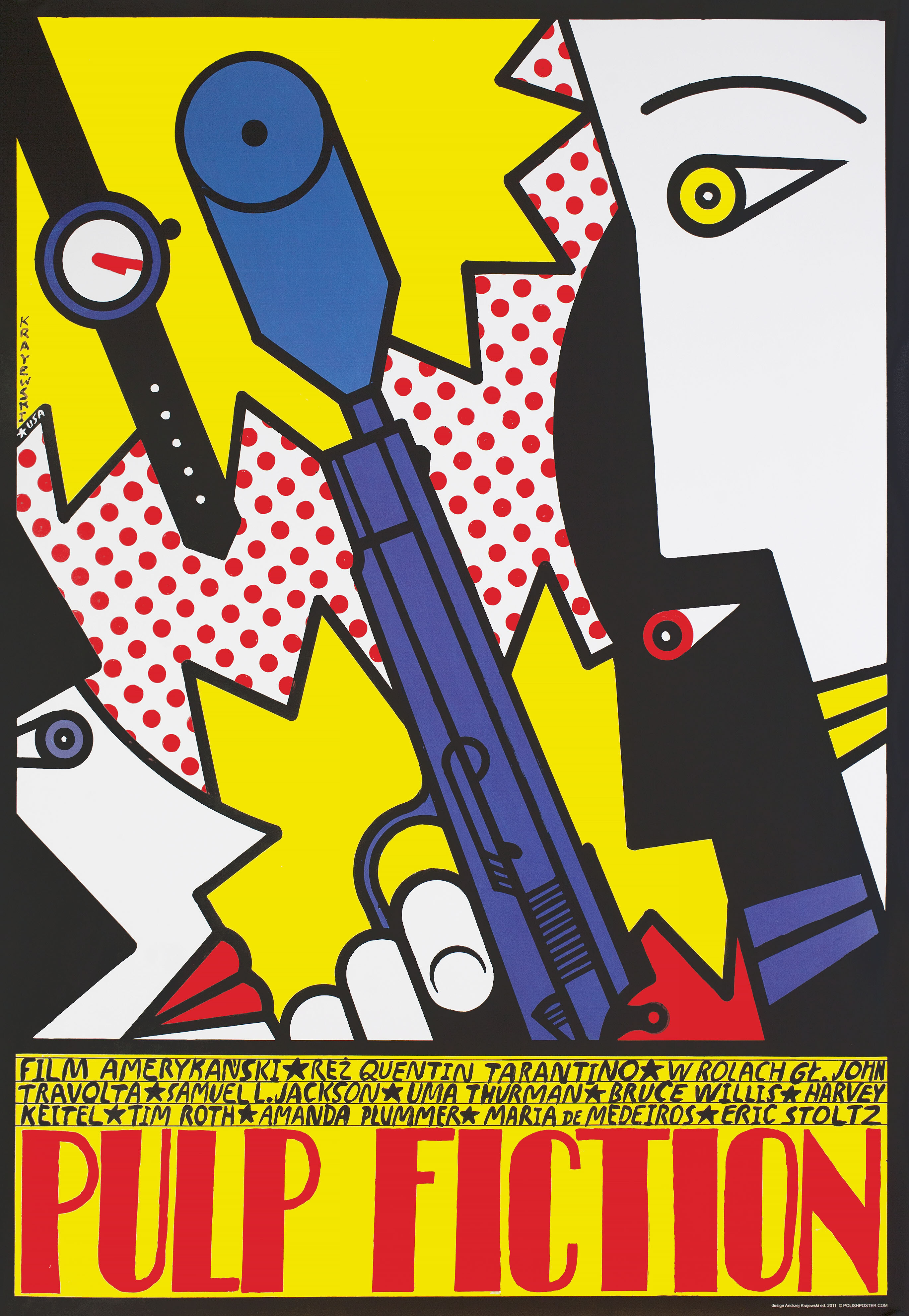 Криминальное чтиво (Pulp Fiction, 1994), режиссёр Квентин Тарантино, польский плакат к фильму, 2011 год, автор Анджей Краевский