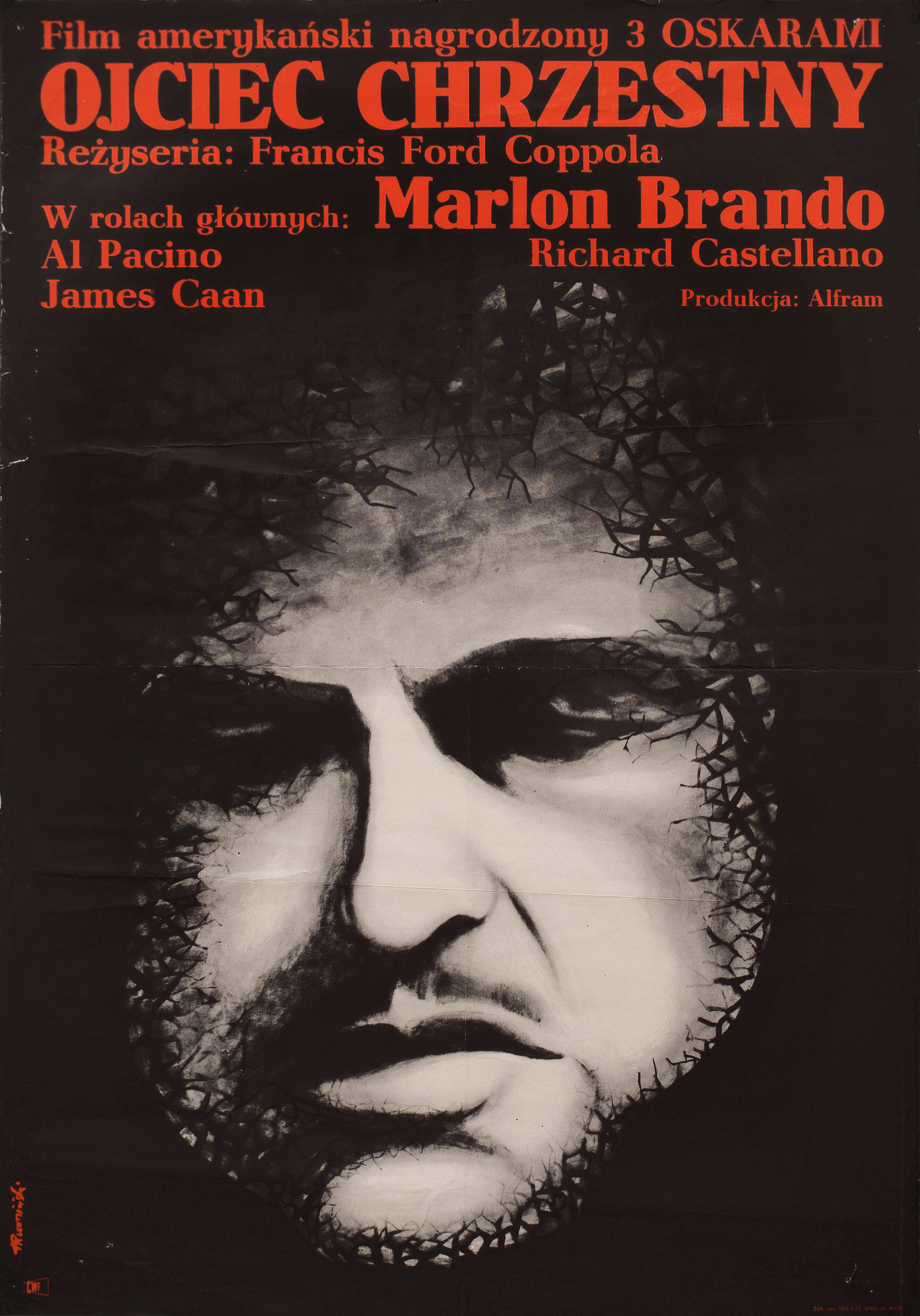 Крестный отец (The Godfather, 1972), режиссёр Фрэнсис Форд Коппола, польский плакат к фильму, 1972 год, автор Томаш Румински