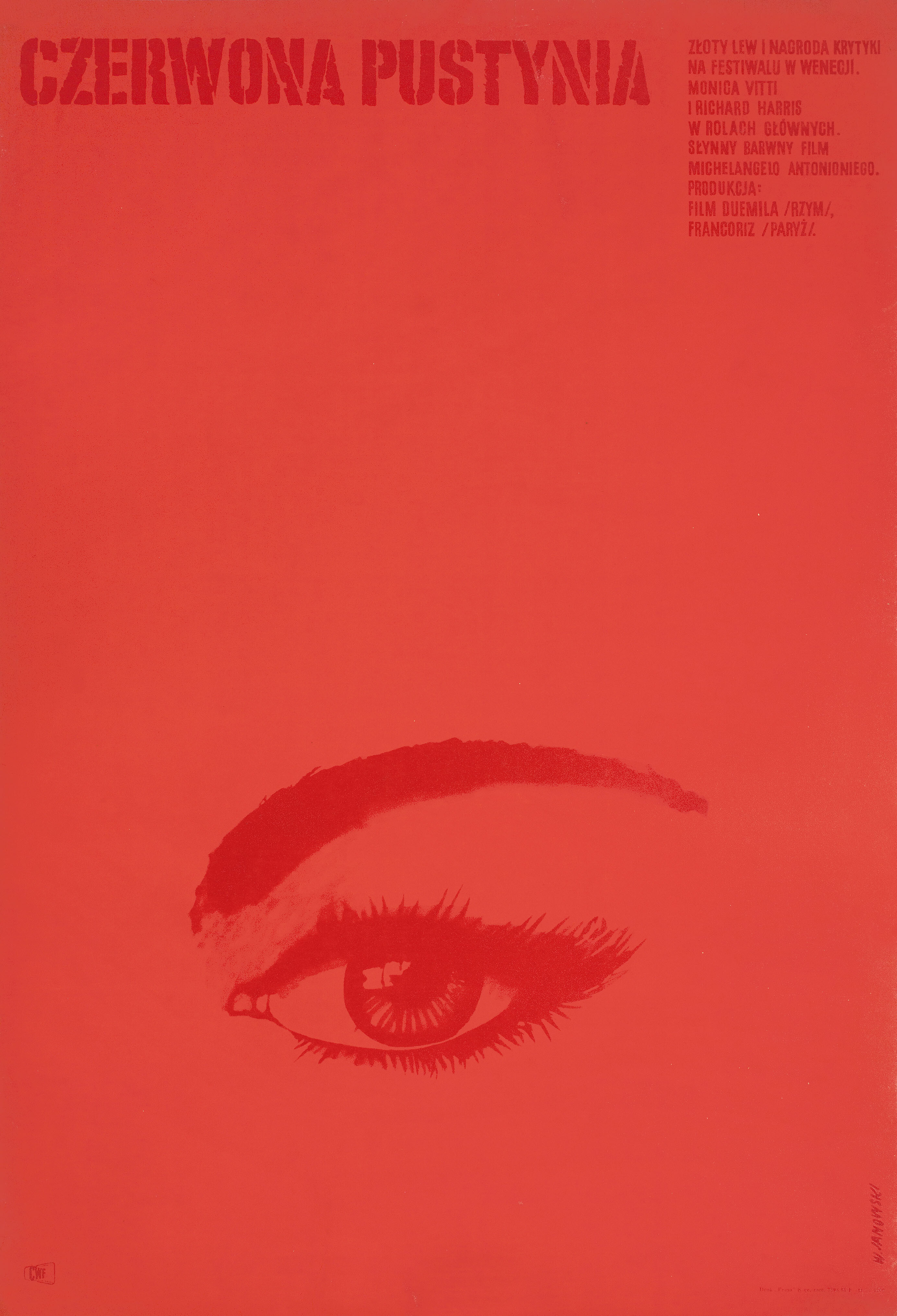 Красная пустыня (Red Desert, 1964), режиссёр Микеланджело Антониони, польский плакат к фильму, 1965 год, автор Витольд Яновский