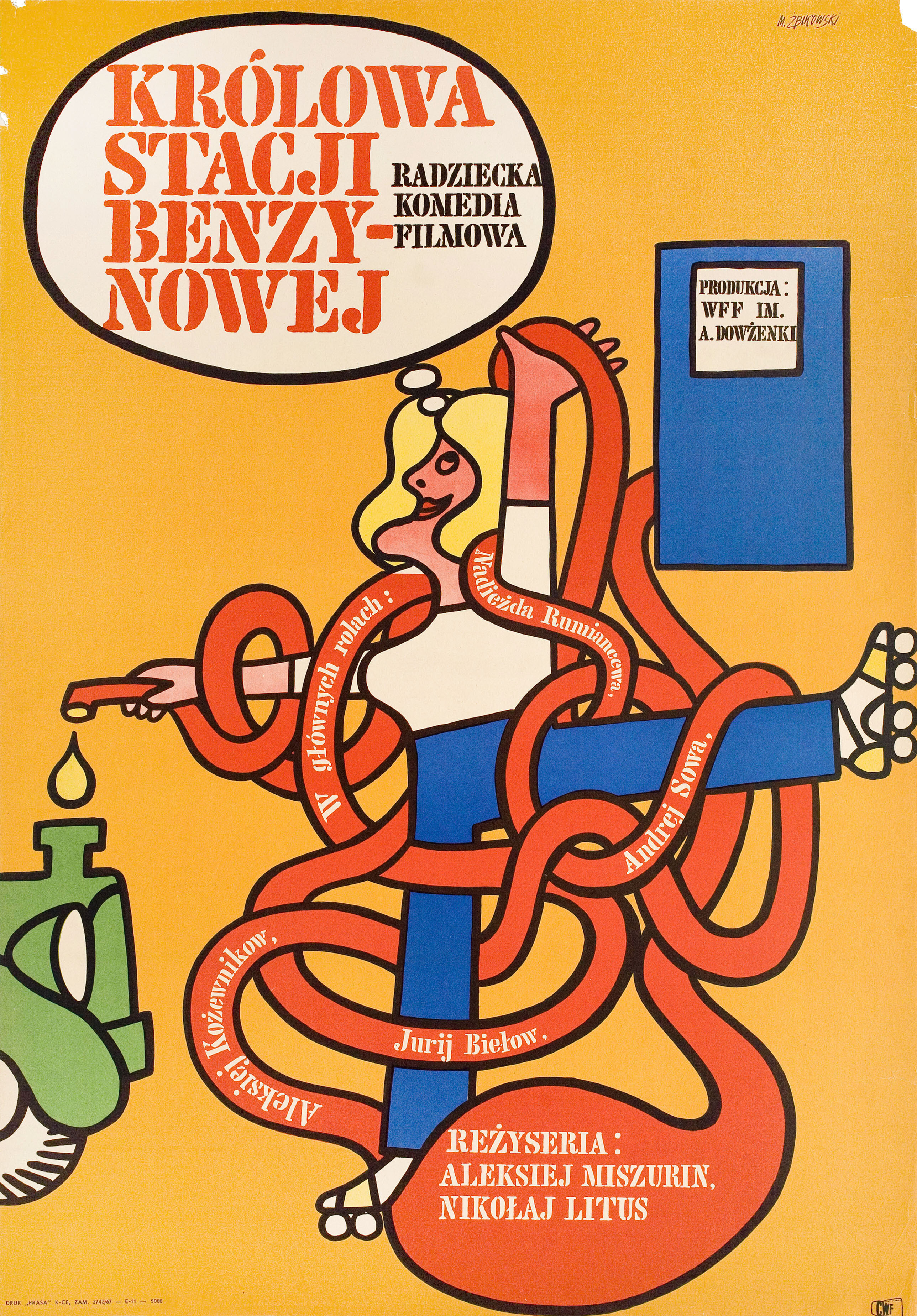 Королева бензоколонки (The Gas Station Queen, 1963), режиссёр Николай Литусь, польский плакат к фильму, 1967 год, автор Мацей Збиковски