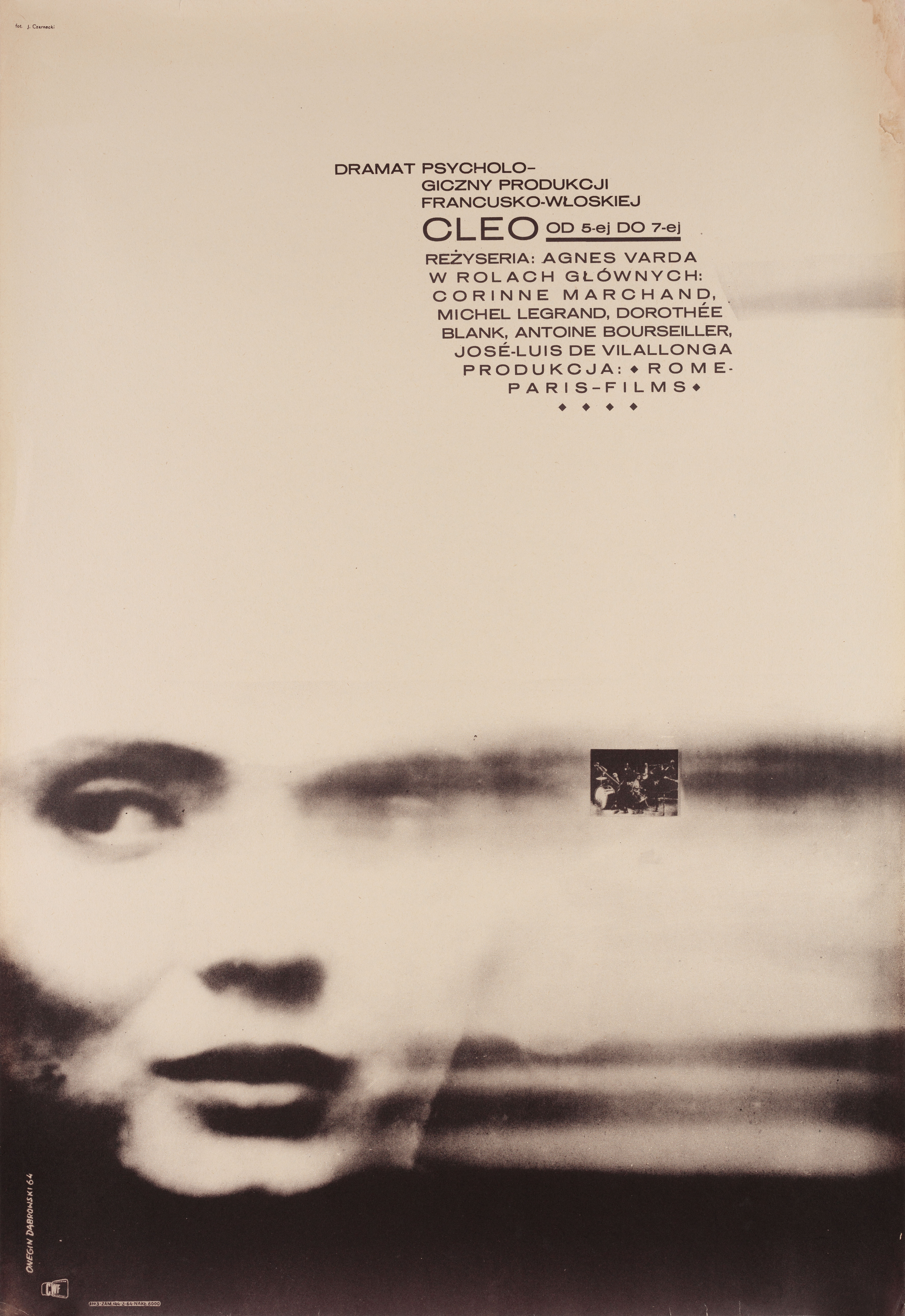 Клео от 5 до 7 (Cleo from 5 to 7, 1962), режиссёр Аньес Варда, польский плакат к фильму, 1964 год, автор Анджей Онегин-Добровский