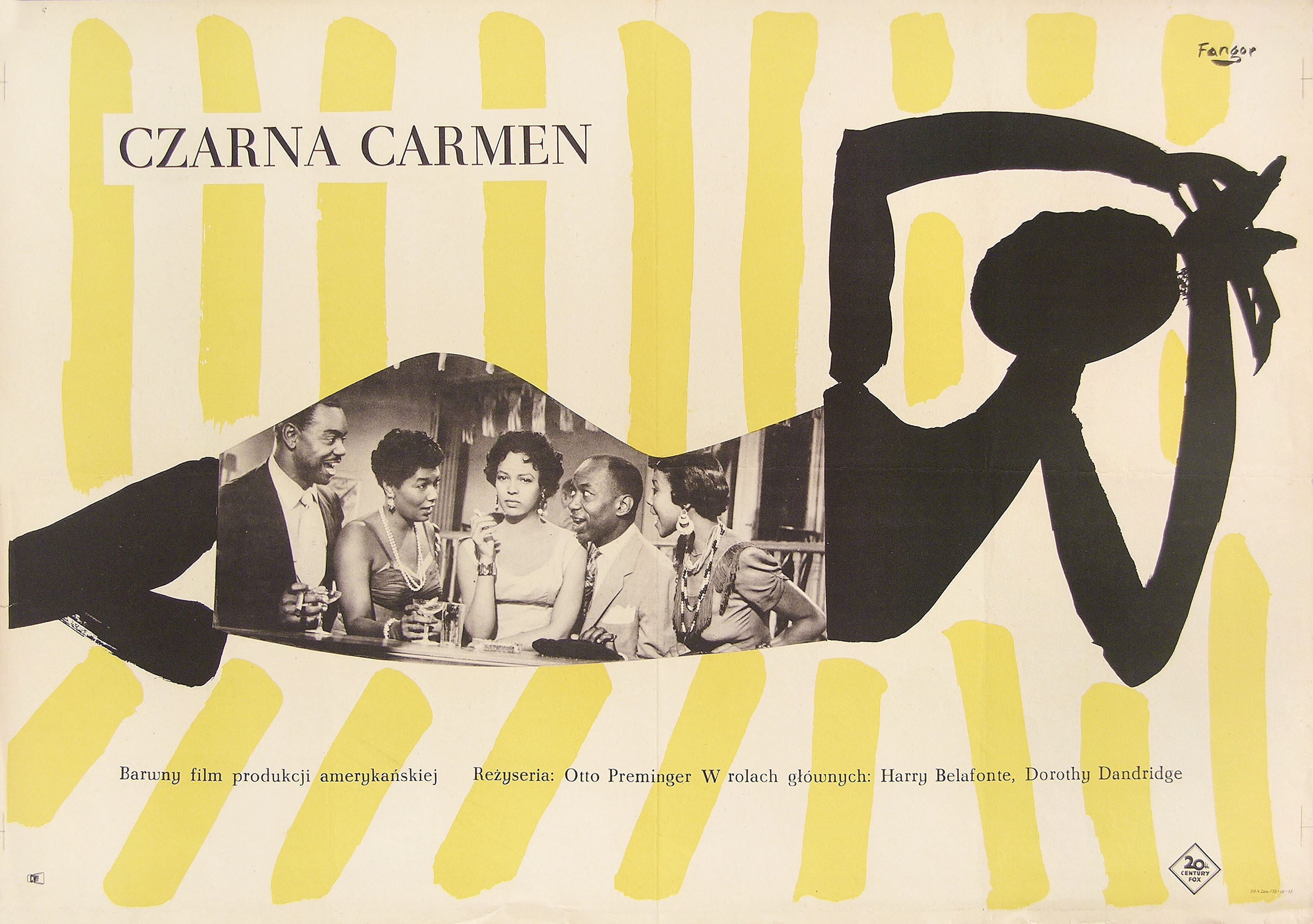 Кармен Джонс (Carmen Jones, 1954), режиссёр Отто Премингер, польский плакат к фильму, 1960 год, автор Войцех Фангор