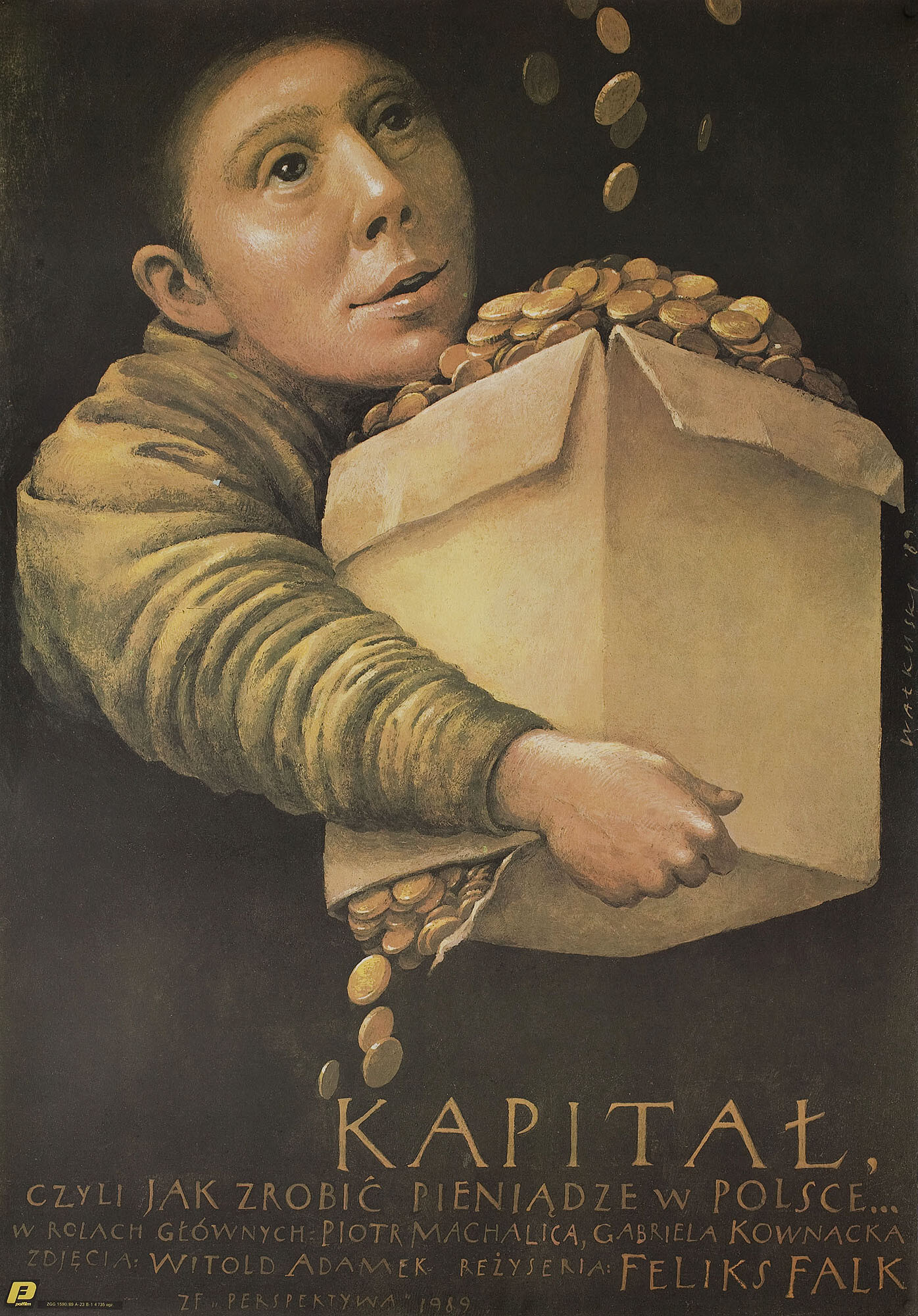 Капитал, или Как сделать деньги в Польше (Capital, or How to Make Money in Poland, 1990), режиссёр Феликс Фальк, польский плакат к фильму, 1990 год, автор Веслав Валкуски