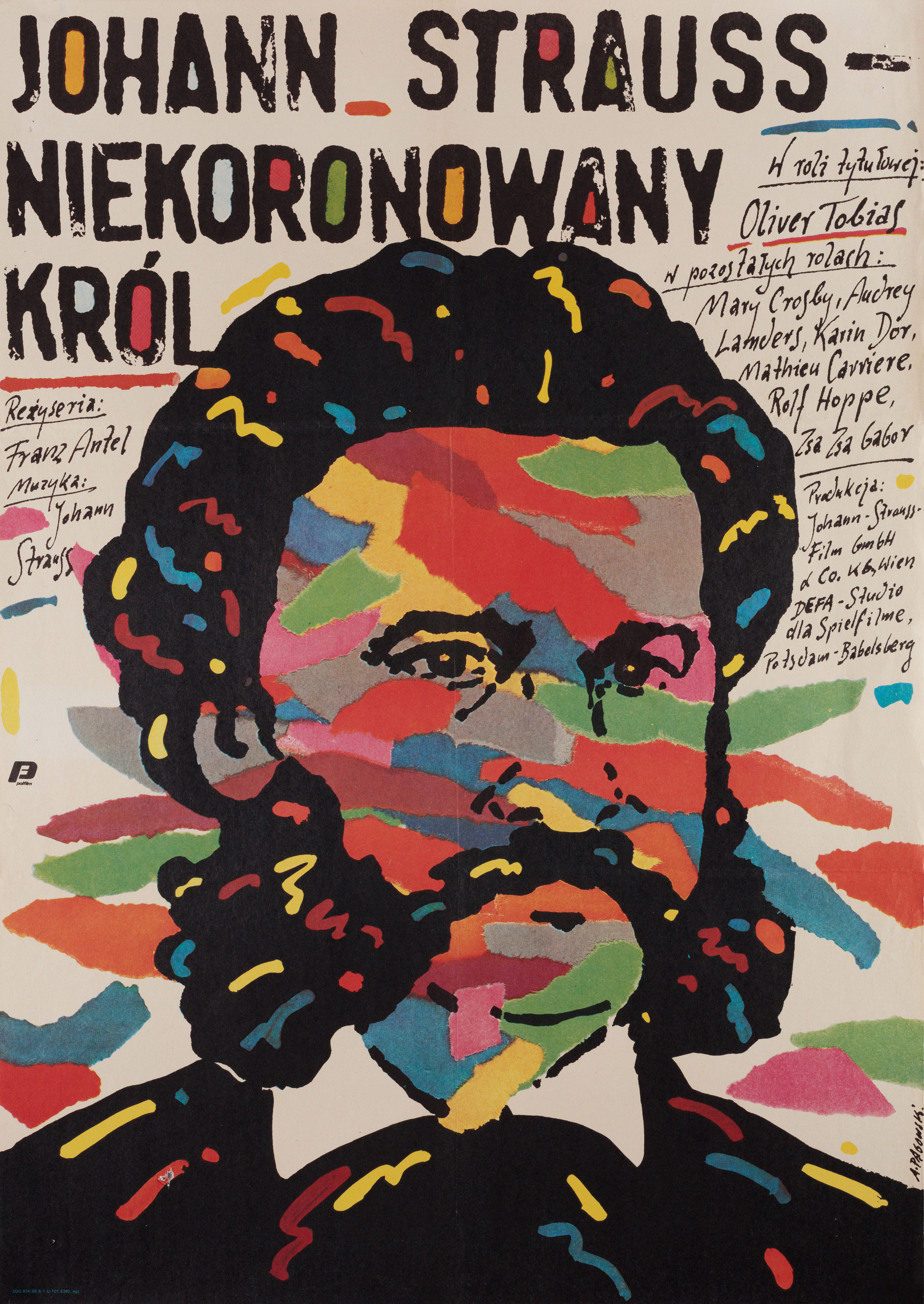 Иоганн Штраус — Некоронованный король (Johann Strauss The King Without a Crown, 1987), режиссёр Франц Антель, польский плакат к фильму, 1987 год, автор Анджей Паговский