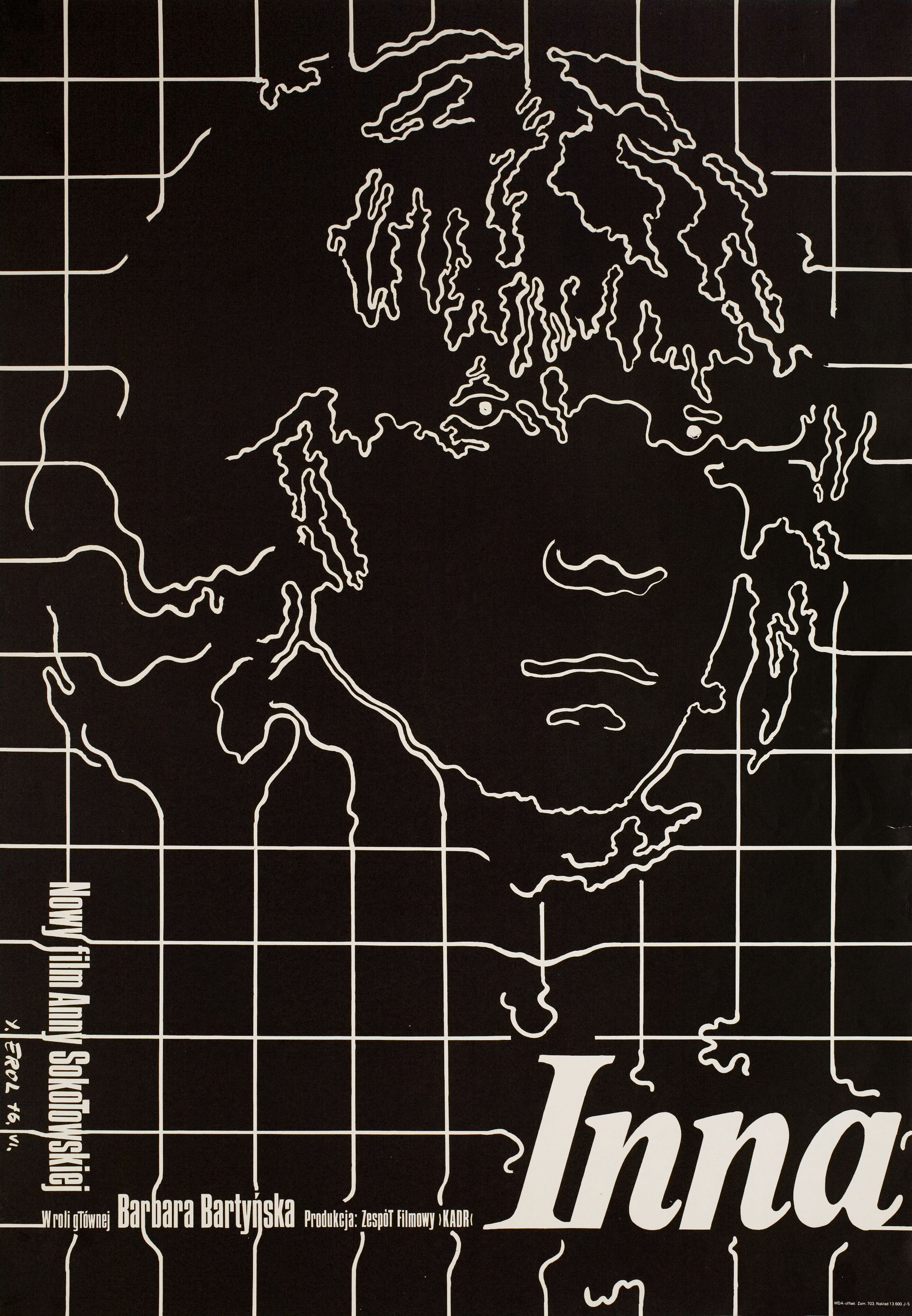 Другая (Inna, 1976), режиссёр Анна Соколовская, польский плакат к фильму, 1976 год, автор Якуб Эрол