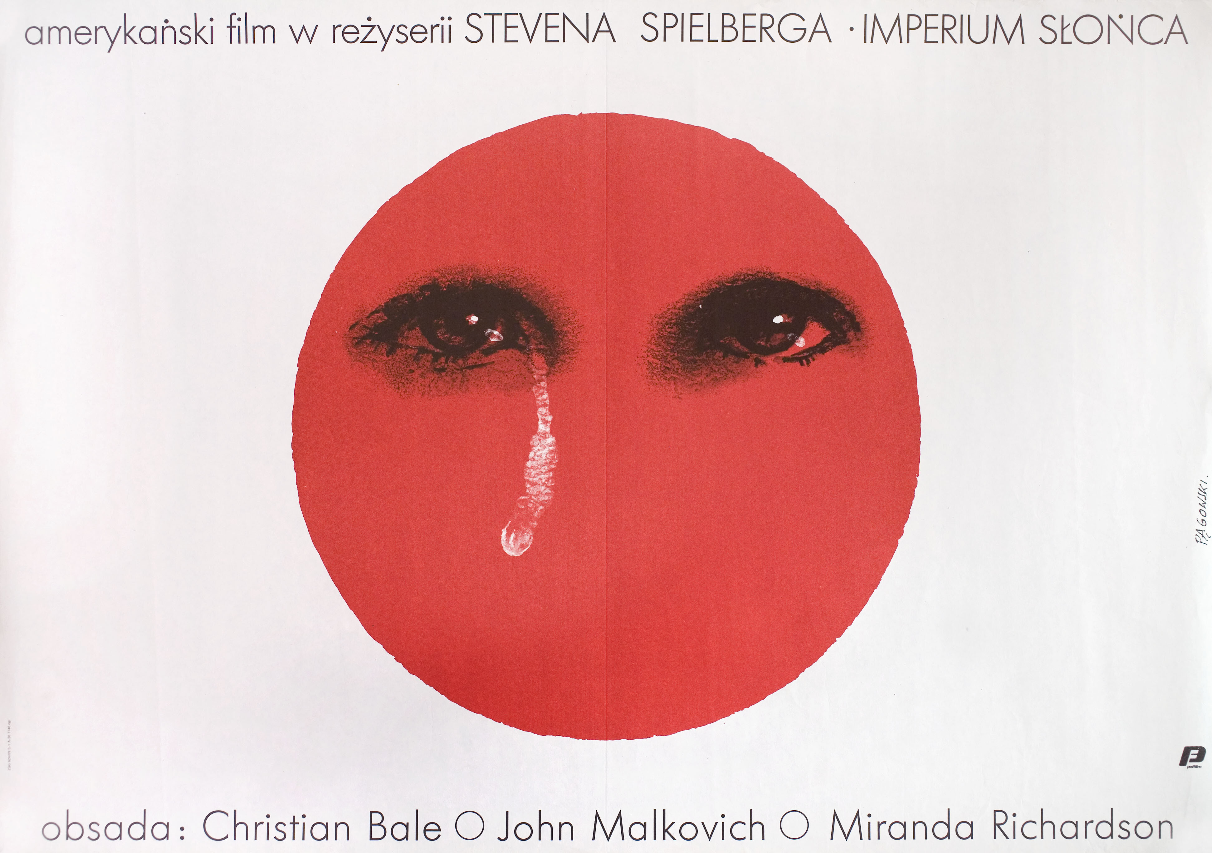 Империя солнца (Empire of the Sun, 1987), режиссёр Стивен Спилберг, польский плакат к фильму, 1987 год, автор Анджей Паговский
