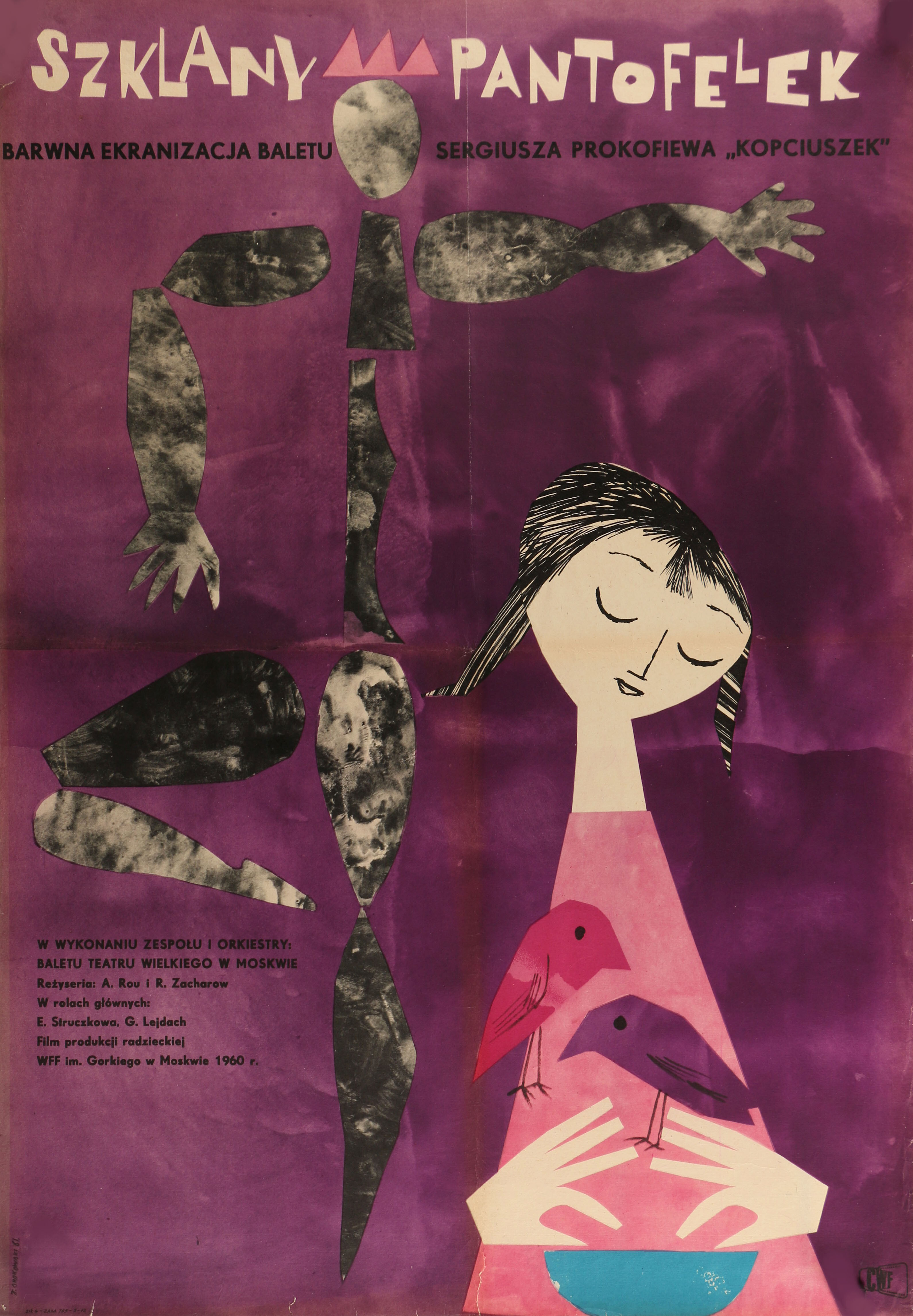 Хрустальный башмачок (Cinderella, 1960), режиссёр Александр Роу, польский плакат к фильму, 1961 год, автор Ежи Сроковский