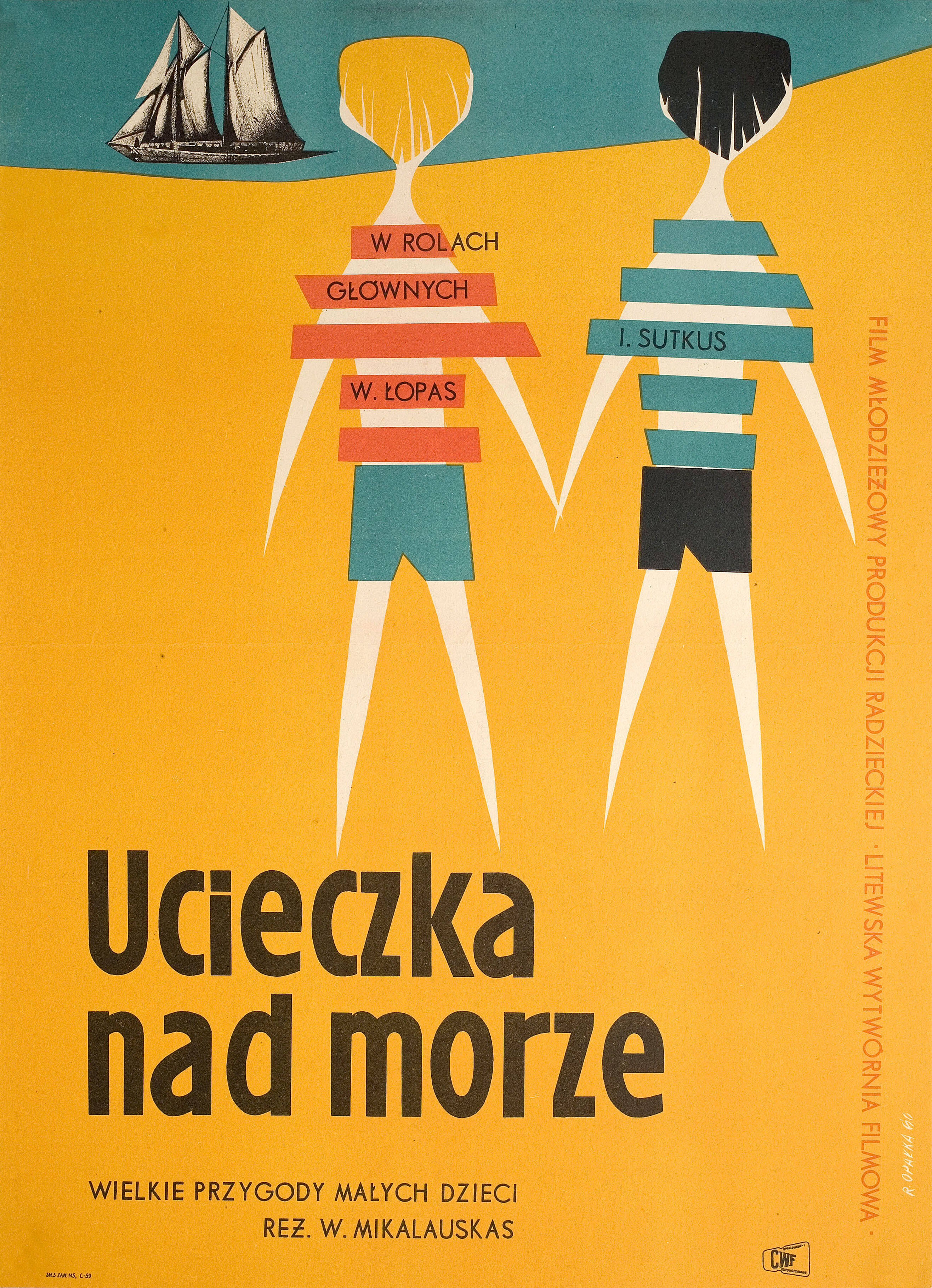 Голубой горизонт (Zydrasis Horizontas, 1958), режиссёр Витаутас Микалаускас, польский плакат к фильму, 1960 год, автор Роман Опалка