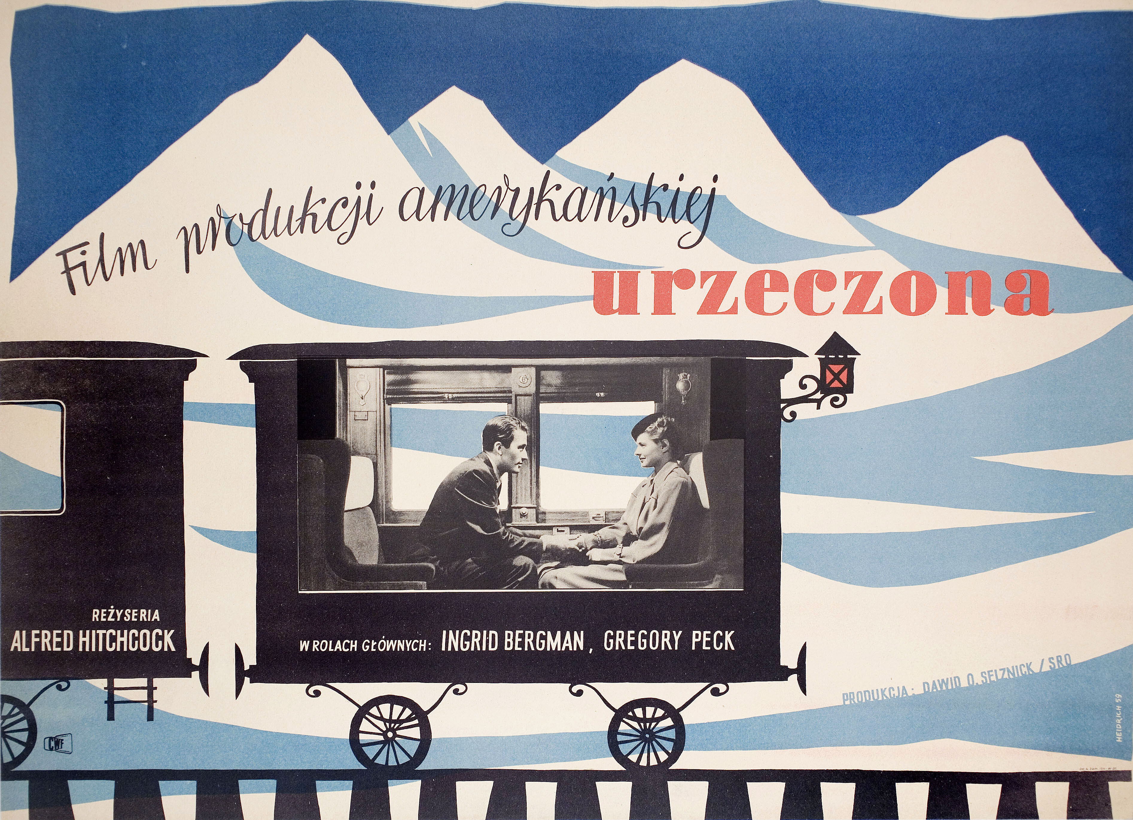 Завороженный (Spellbound, 1945), режиссёр Альфред Хичкок, польский плакат к фильму, 1959 год, автор Анджей Гейдрих