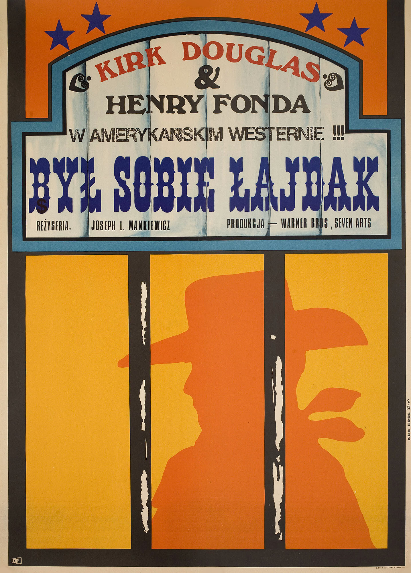 Жил-был обманщик (There Was a Crooked Man..., 1970), режиссёр Джозеф Лео Манкевич, польский плакат к фильму, 1972 год, автор Якуб Эрол