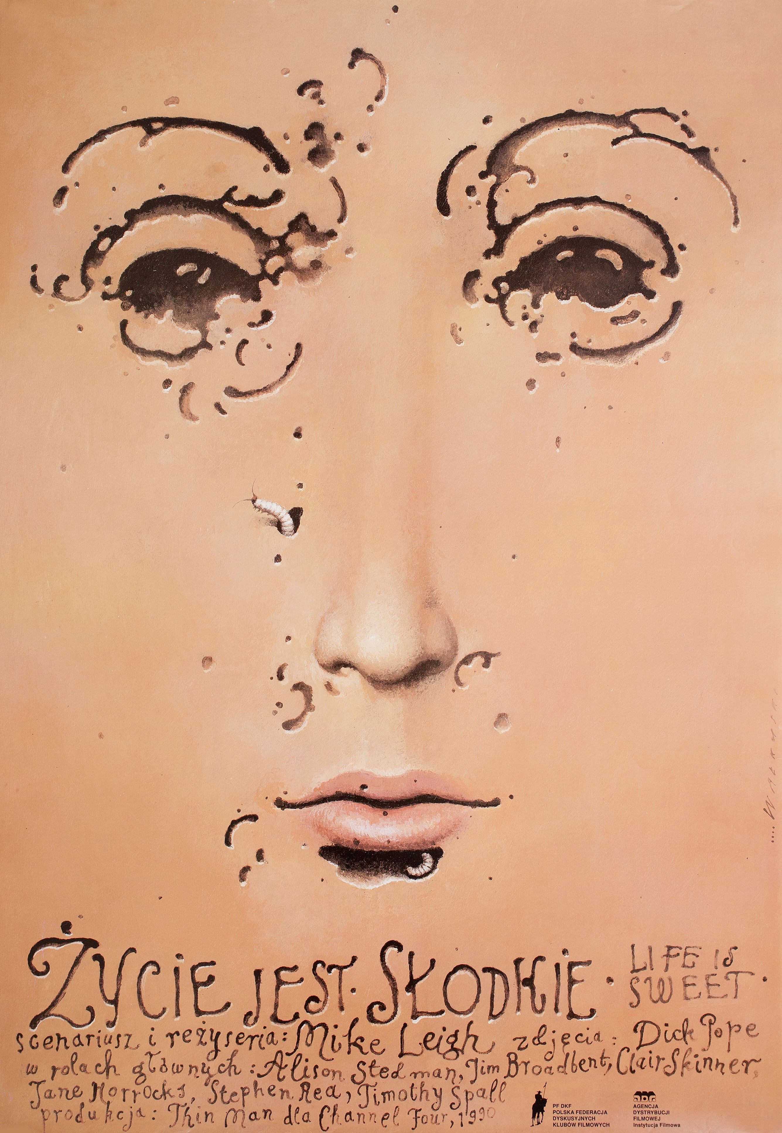 Сладости жизни (Life Is Sweet, 1990), режиссёр Майк Ли, польский плакат к фильму, 1991 год, автор Веслав Валкуски