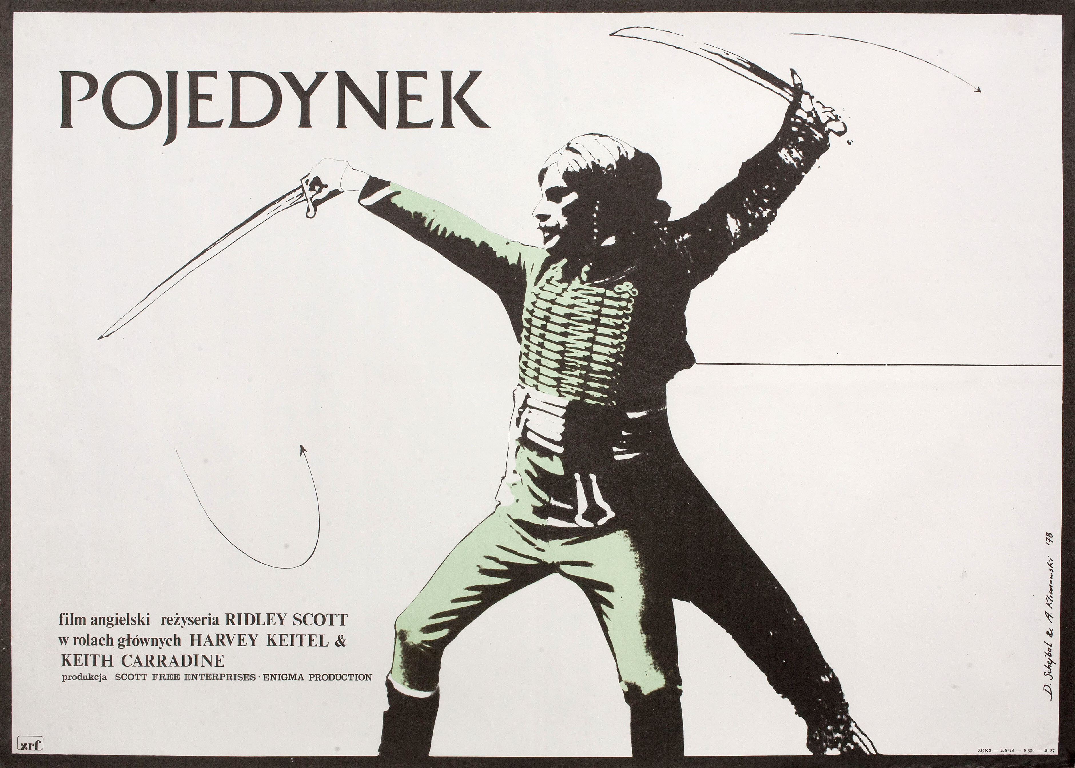 Дуэлянты (The Duellists, 1977), режиссёр Ридли Скотт, польский плакат к фильму, 1978 год, автор Анджей Климовский, Данута Шейбал