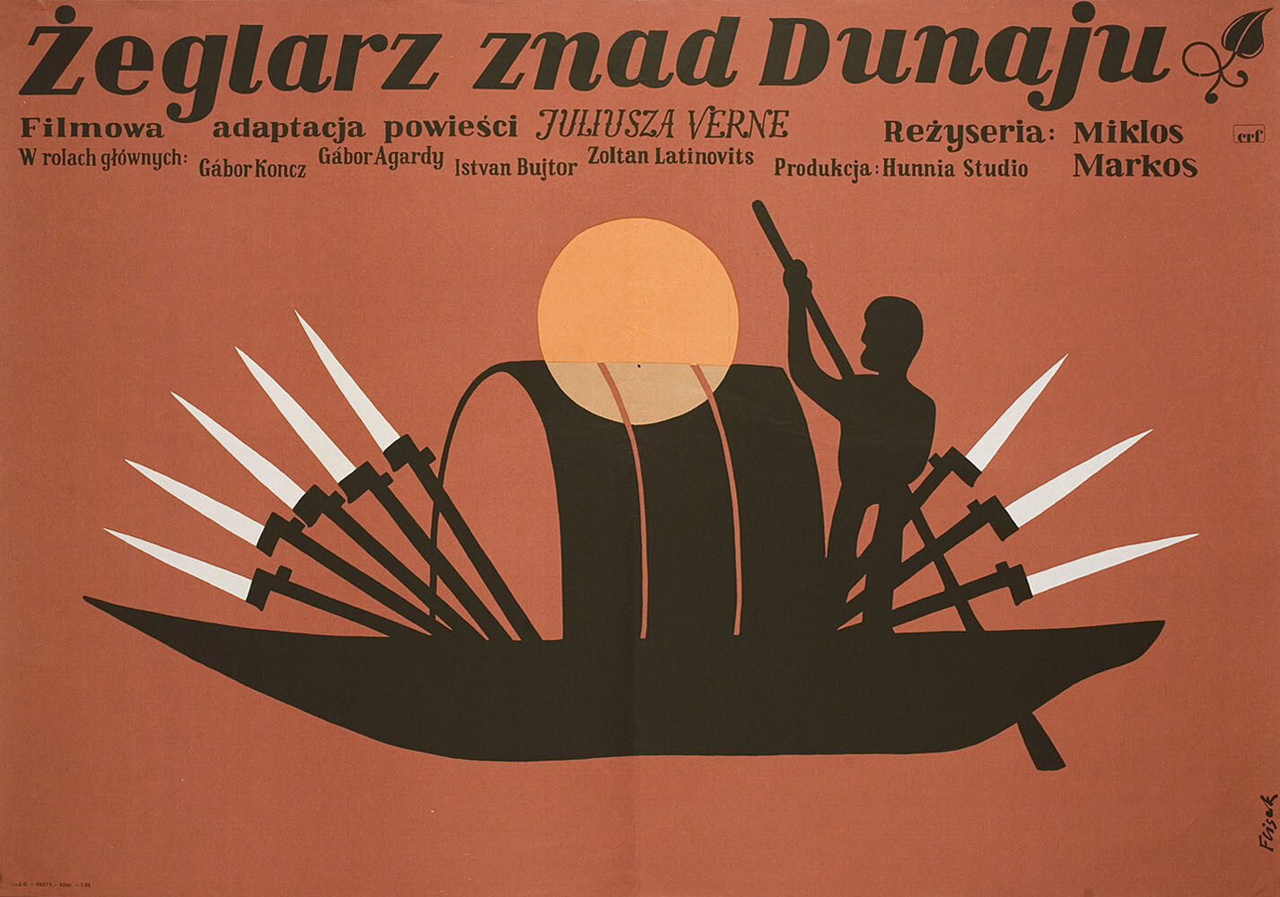 Загадочное похищение (A dunai hajos, 1974), режиссёр Миклош Маркош, польский плакат к фильму, 1977 год, автор Ежи Флисак