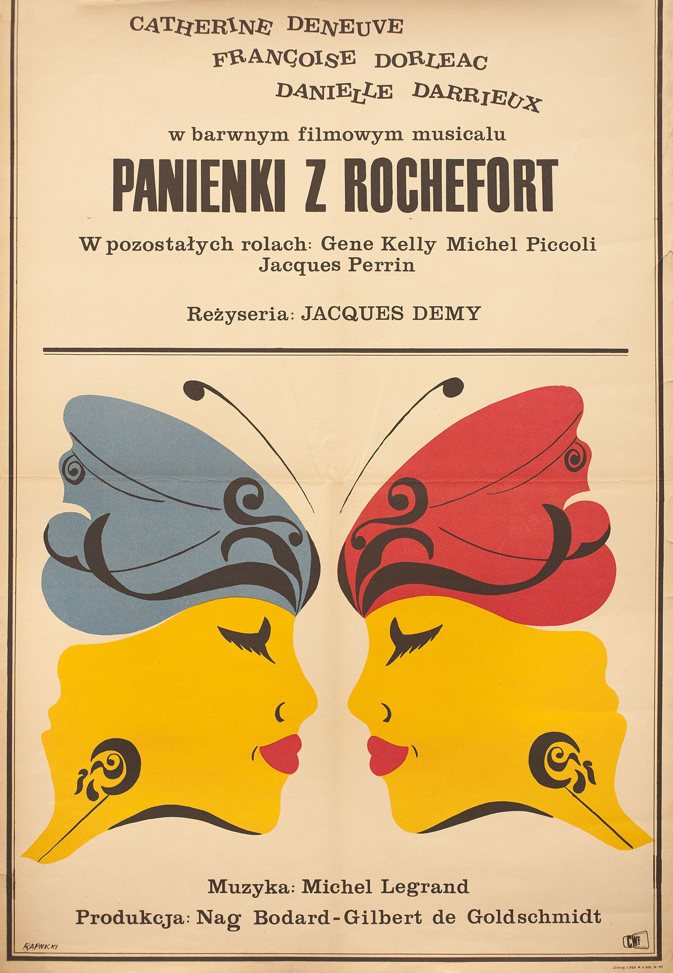 Девушки из Рошфора (The Young Girls of Rochefort, 1967), режиссёр Жак Деми, польский плакат к фильму, 1971 год, автор Януш Рапницкий