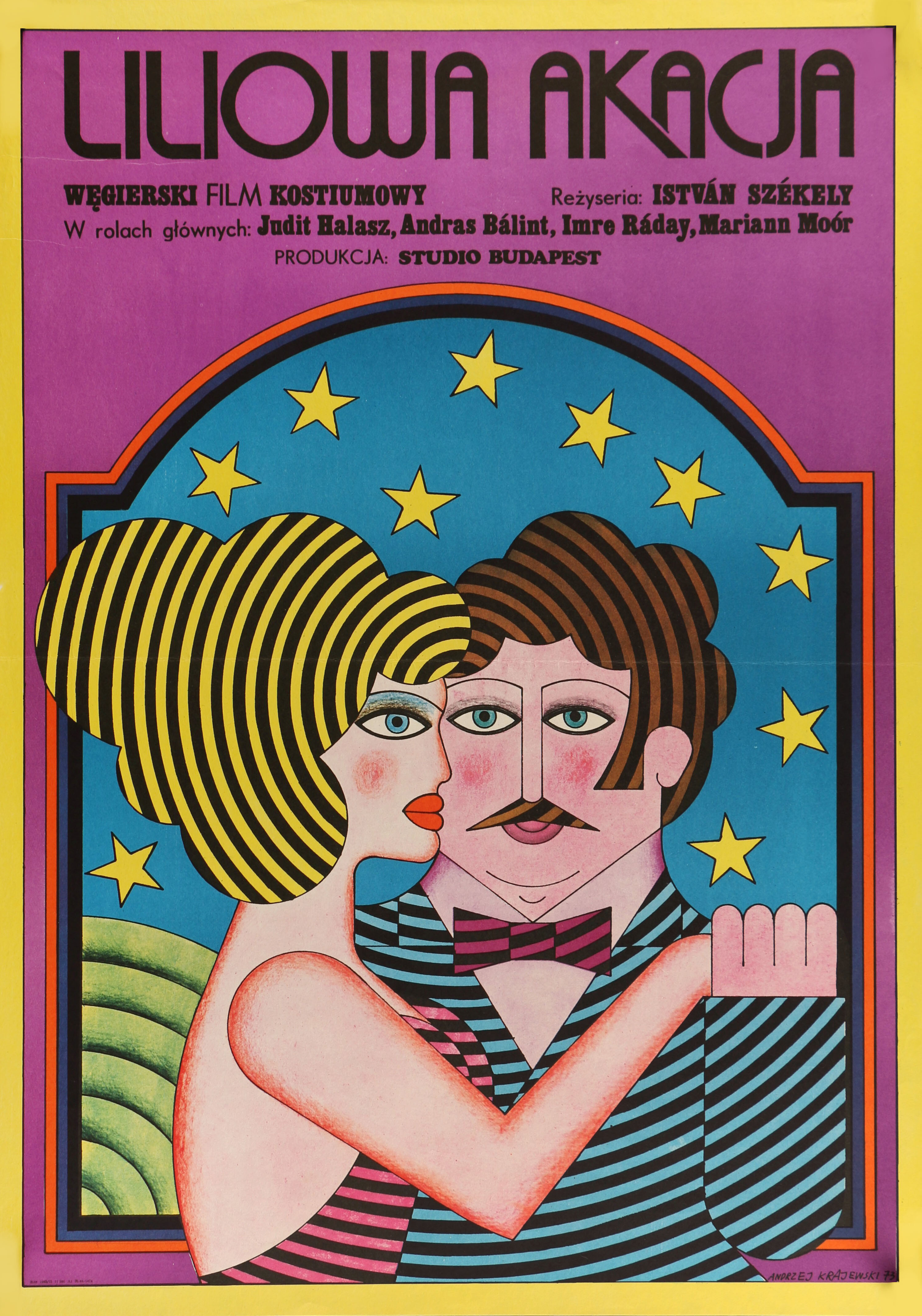 Девушка, которой нравились фиолетовые цветы (The Girl Who Liked Purple Flowers, 1973), режиссёр Стив Секели, польский плакат к фильму, 1973 год, автор Анджей Краевский