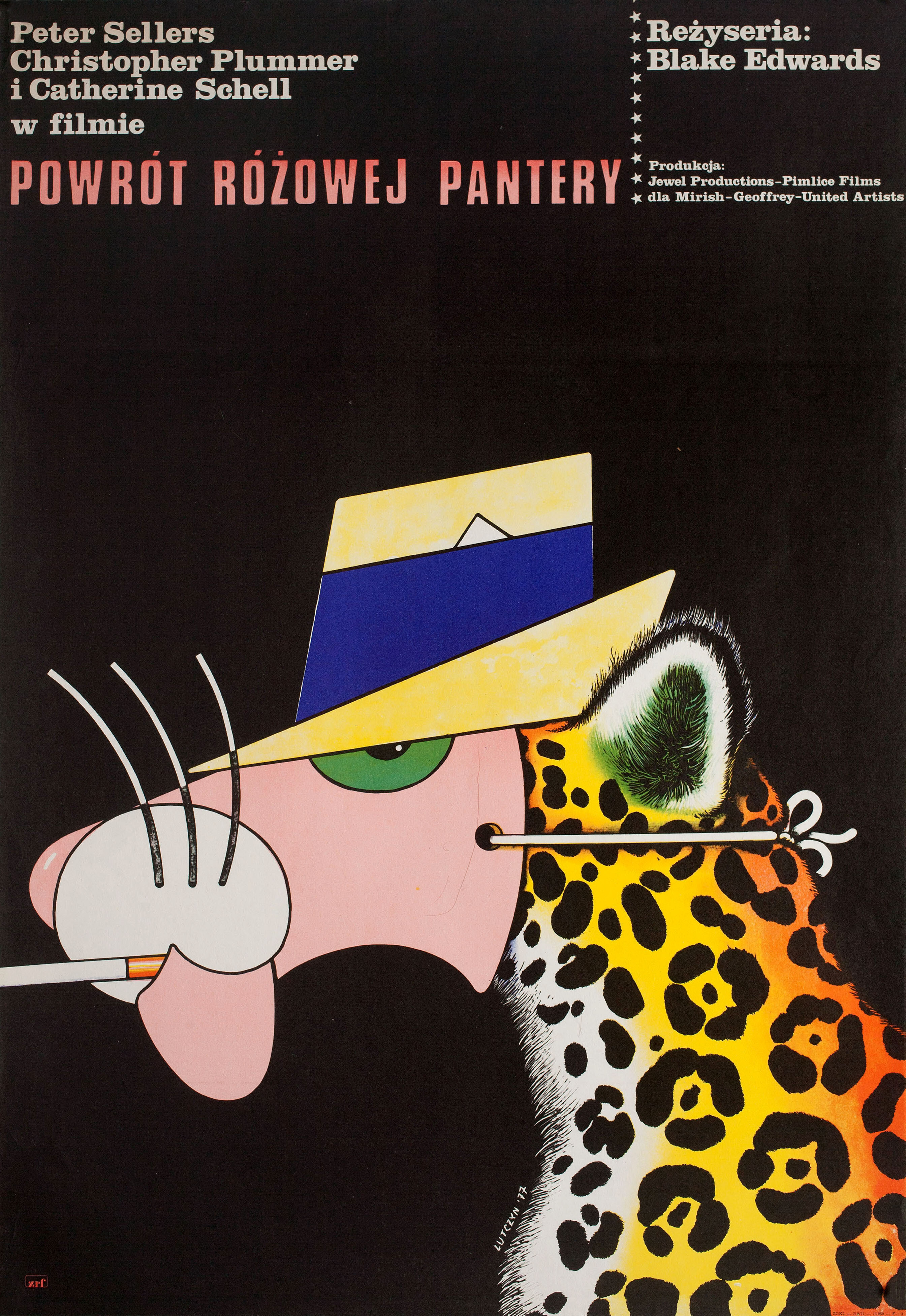 Возвращение Розовой Пантеры (The Return of the Pink Panther, 1975), режиссёр Блейк Эдвардс, польский плакат к фильму, 1977 год, автор Эдвард Лучин