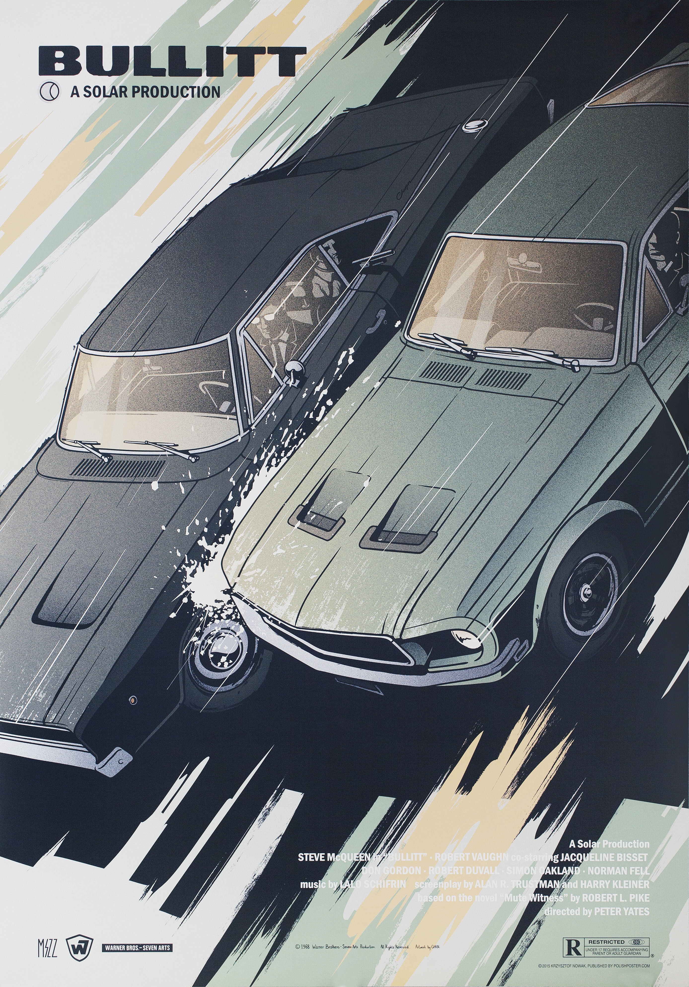 Буллит (Bullitt, 1968), режиссёр Питер Йейтс, польский плакат к фильму, 2015 год, автор Кшиштоф Новак