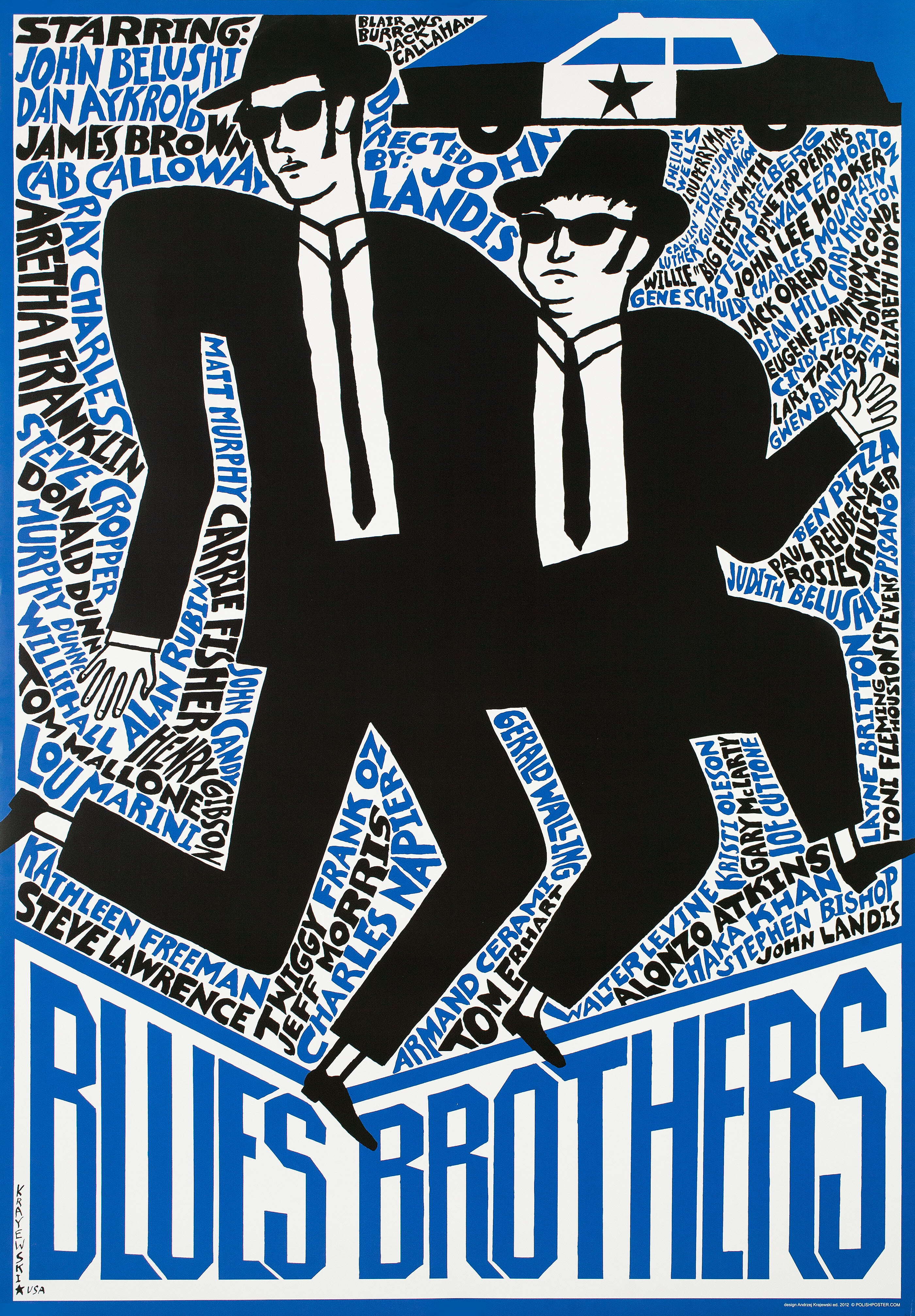 Братья Блюз (The Blues Brothers, 1980), режиссёр Джон Лэндис, польский плакат к фильму, 2012 год, автор Анджей Краевский