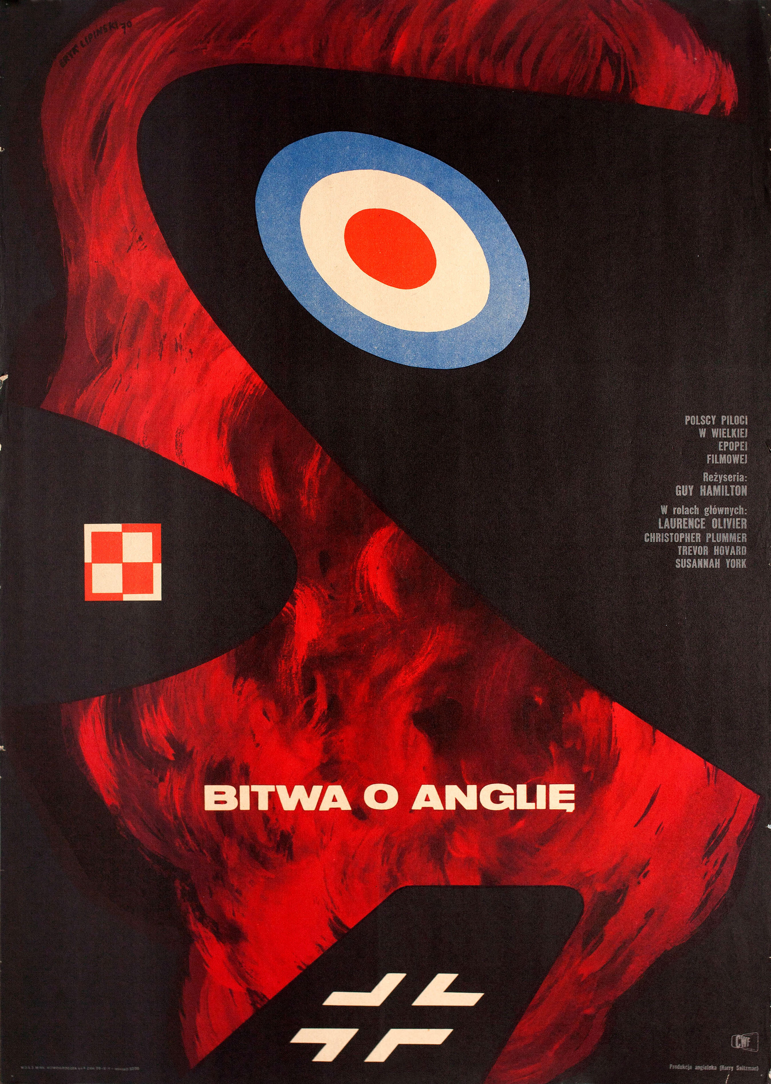 Битва за Англию (Battle of Britain, 1969), режиссёр Гай Хэмилтон, польский плакат к фильму, 1969 год, автор Эрик Липински