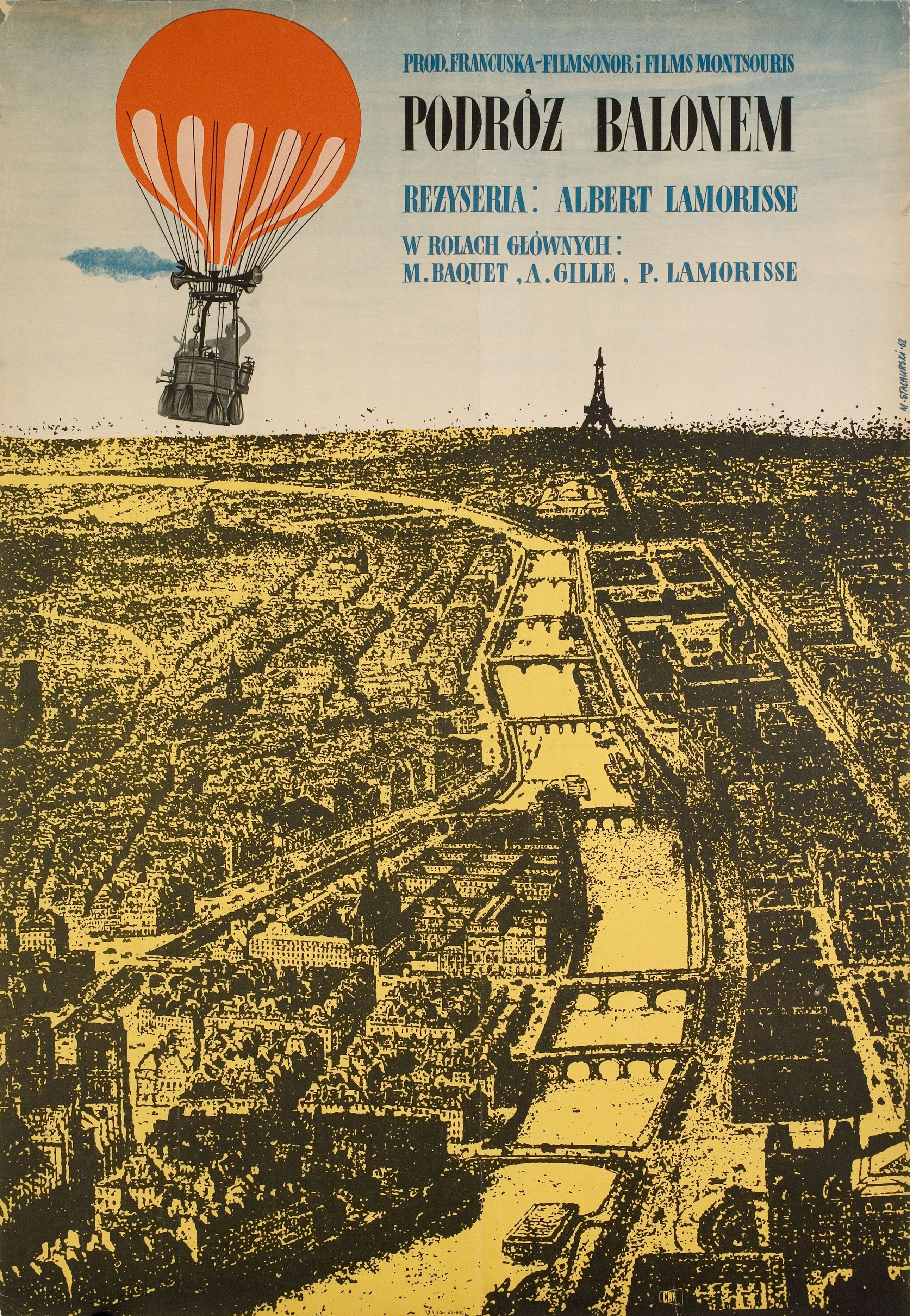 Полет на шаре (Stowaway in the Sky, 1960), режиссёр Альберт Ламорис, польский плакат к фильму, 1962 год, автор Мариан Стачурски