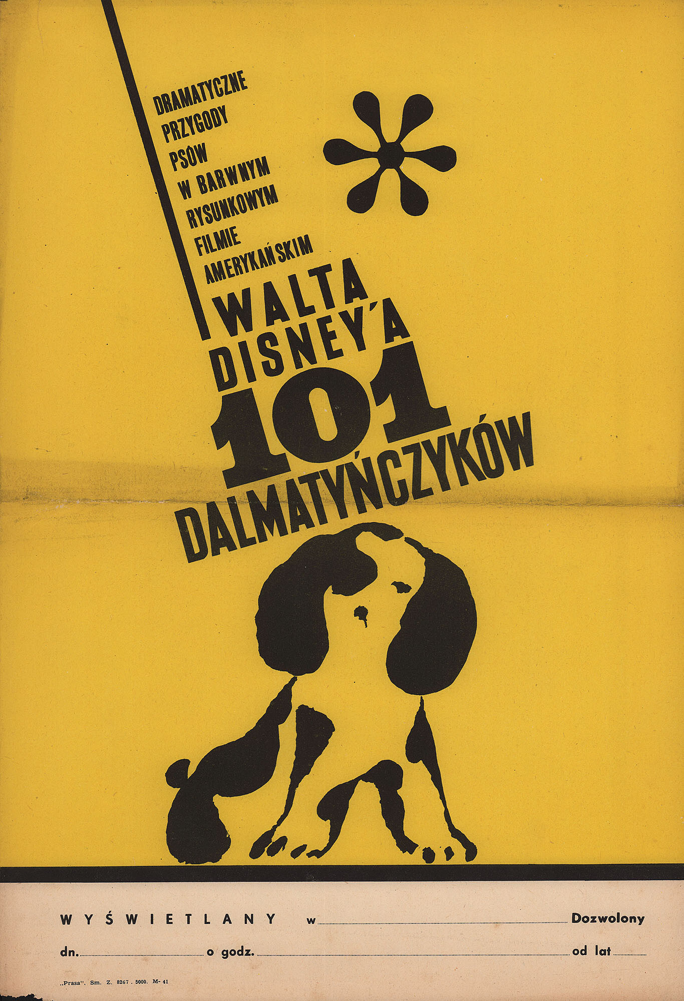 101 далматинец (101 Dalmatians, 1961), режиссёр Клайд Джероними, польский плакат к фильму, 1961 год